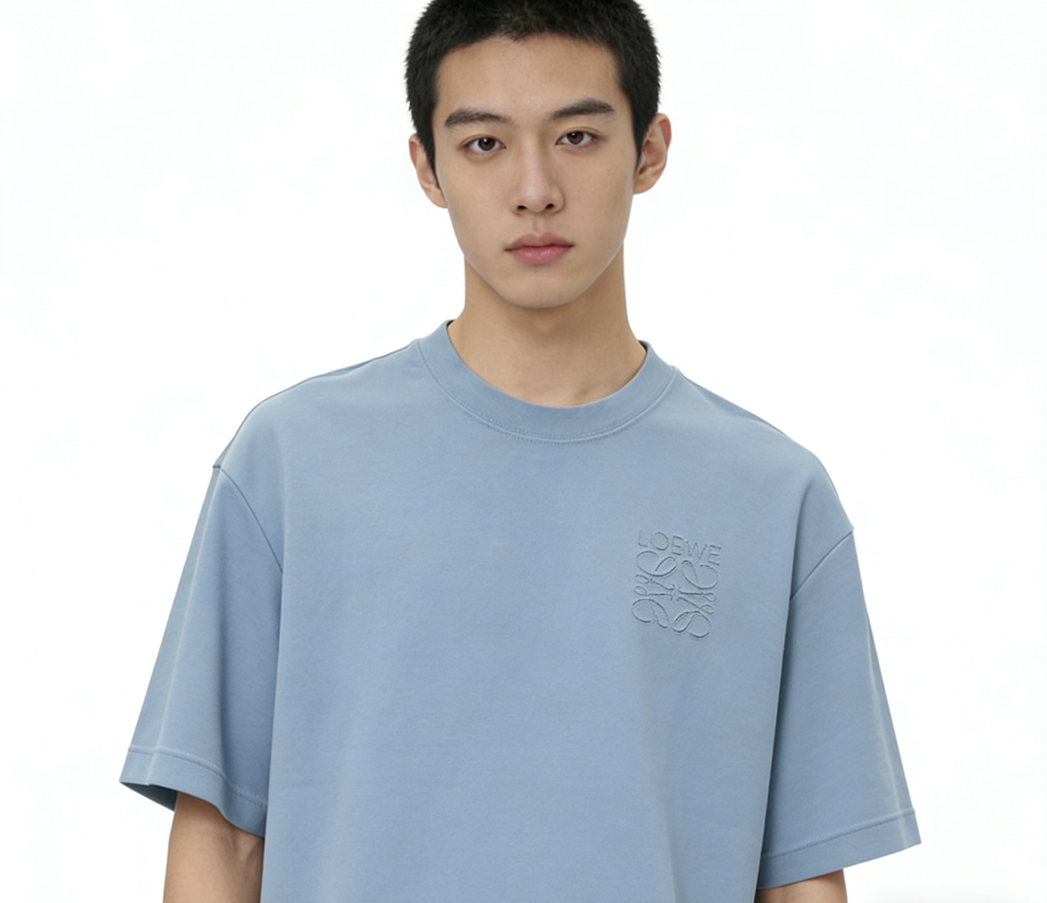 LOEWE 26SS Logo Burnout Hollow Short Sleeve Crewneck