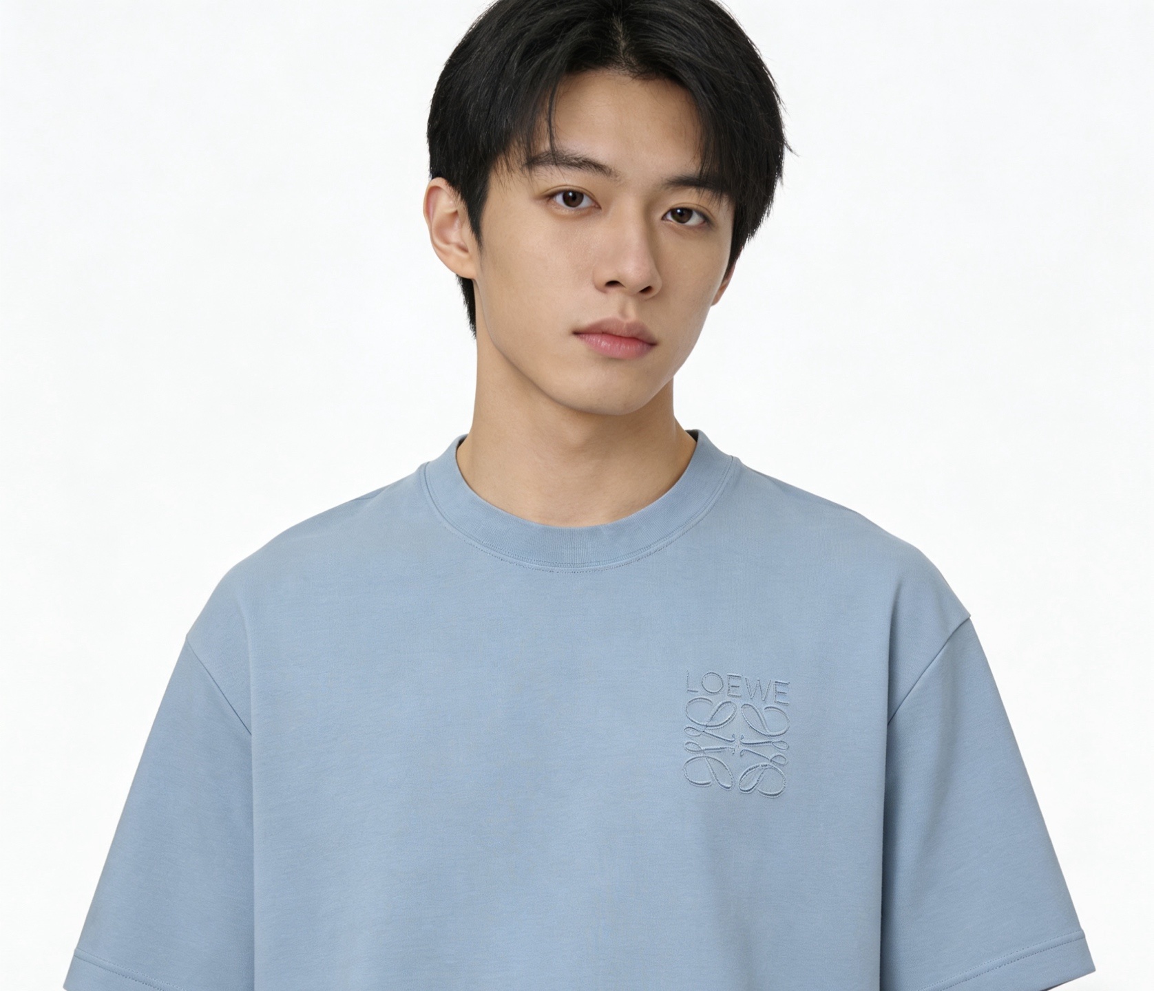 LOEWE 26SS Logo Burnout Hollow Short Sleeve Crewneck