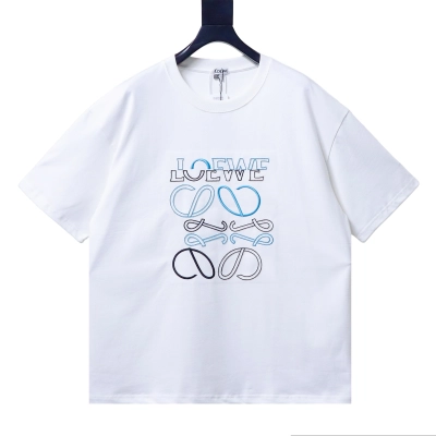 Loewe 26SS Offset Logo Embroidery Short Sleeve White Tee 01
