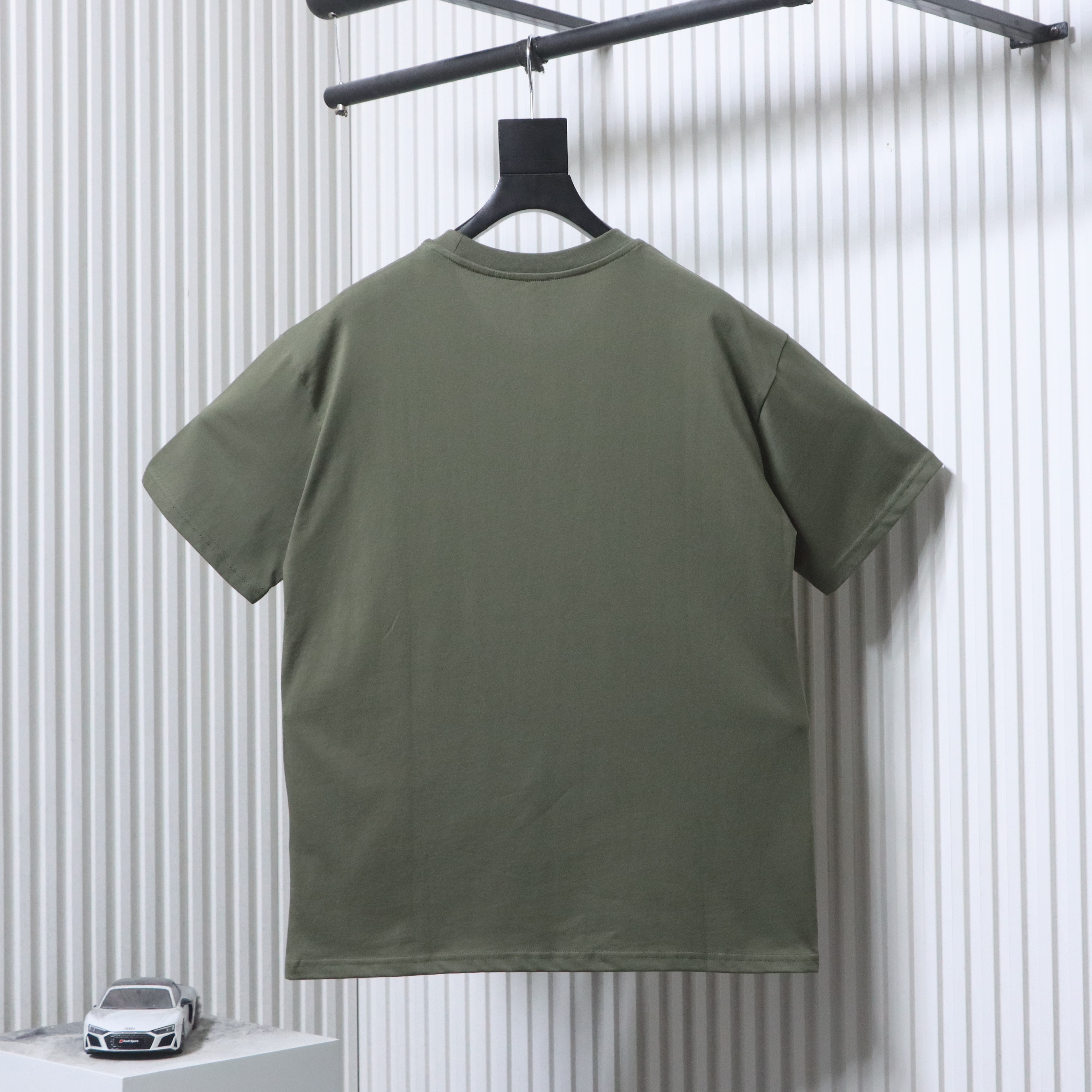 Loewe Anagram Embroidery Olive Green Tee Logo Stitch