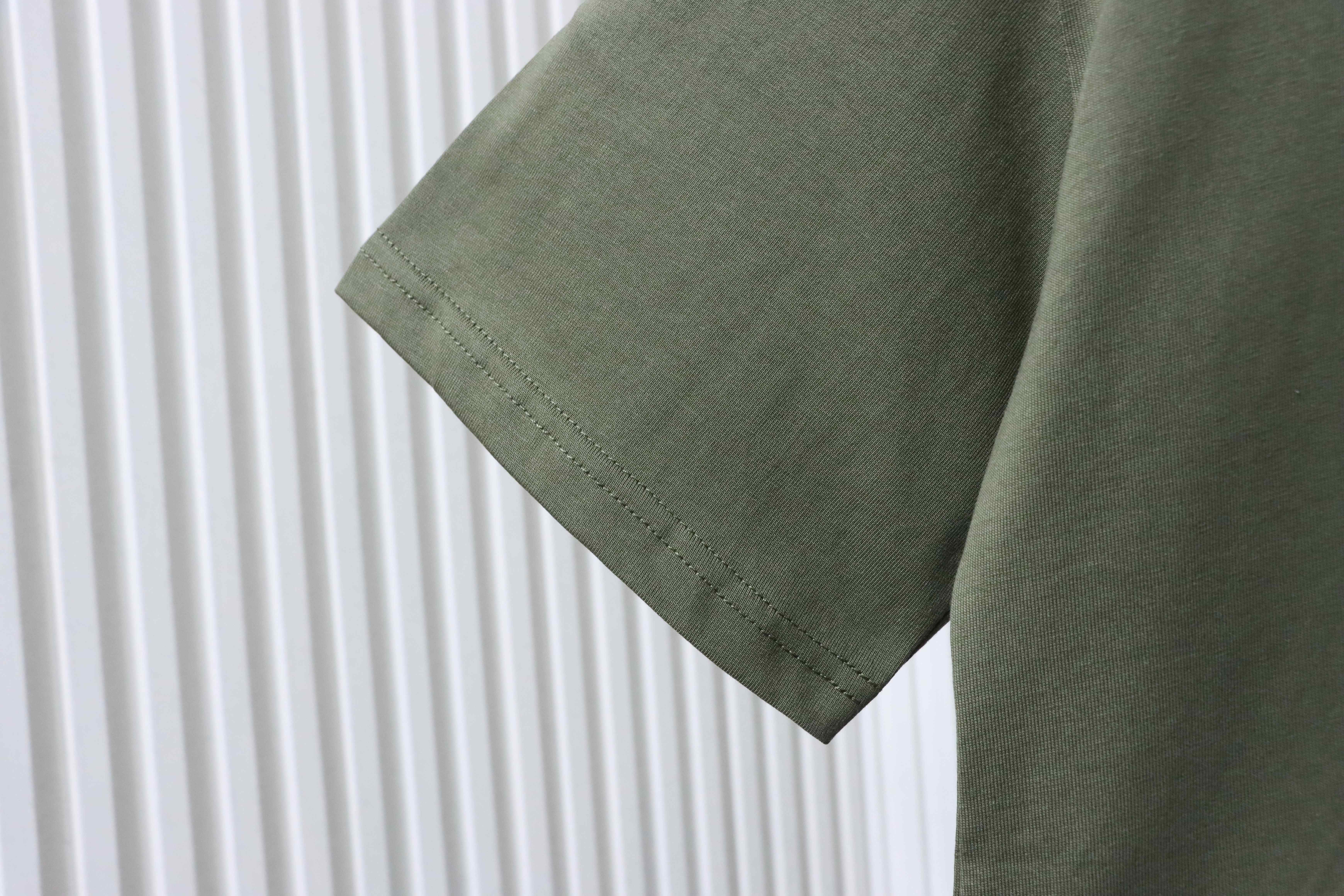 Loewe Anagram Embroidery Olive Green Tee Logo Stitch
