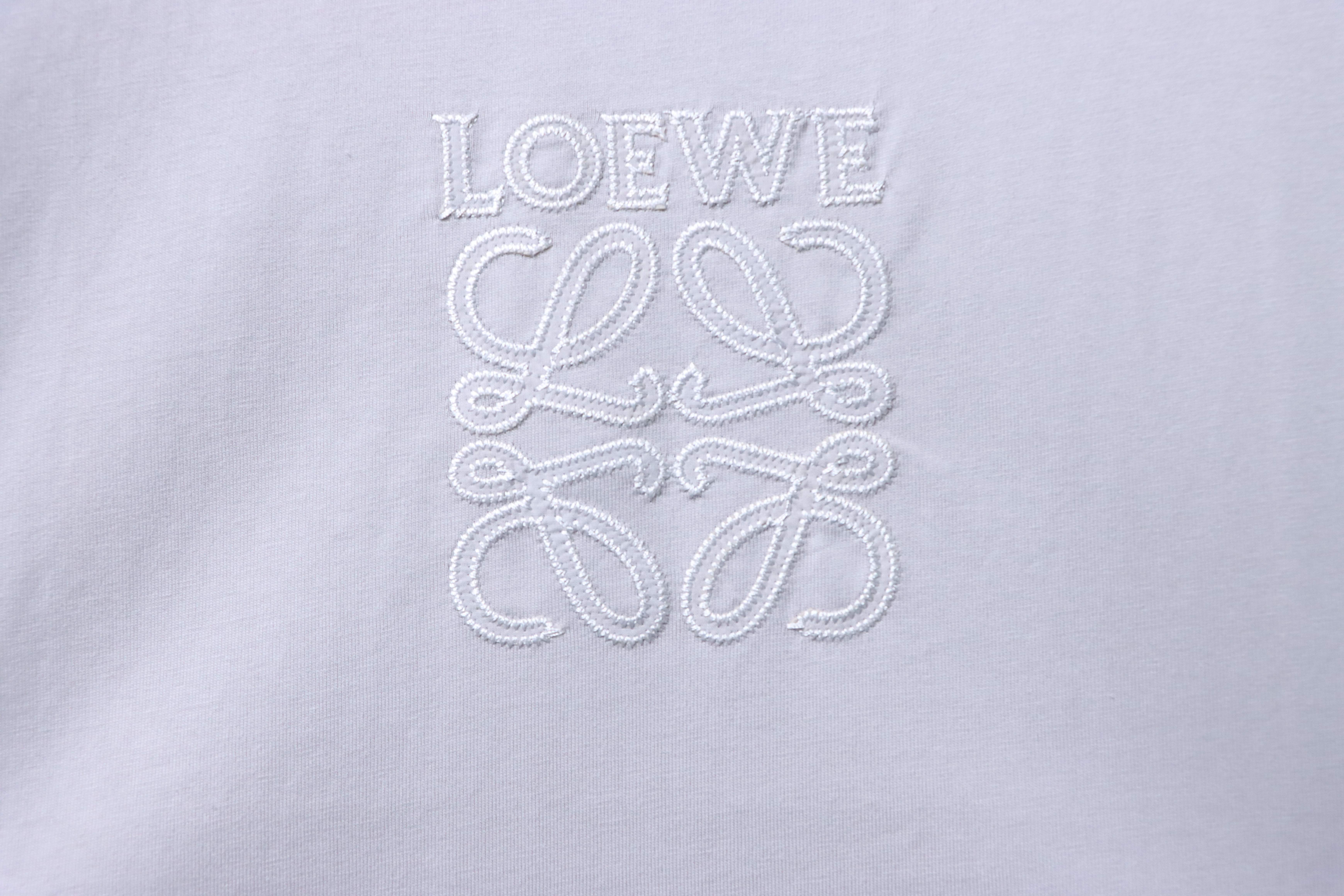 Loewe Anagram Embroidery Light Purple Tee White Stitch Logo