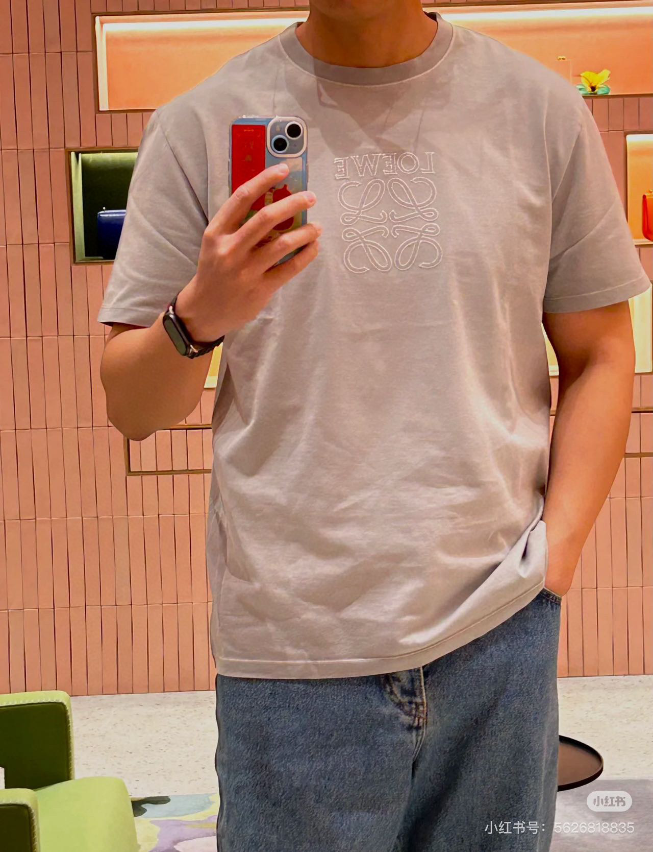 Loewe Anagram Embroidery Light Purple Tee White Stitch Logo