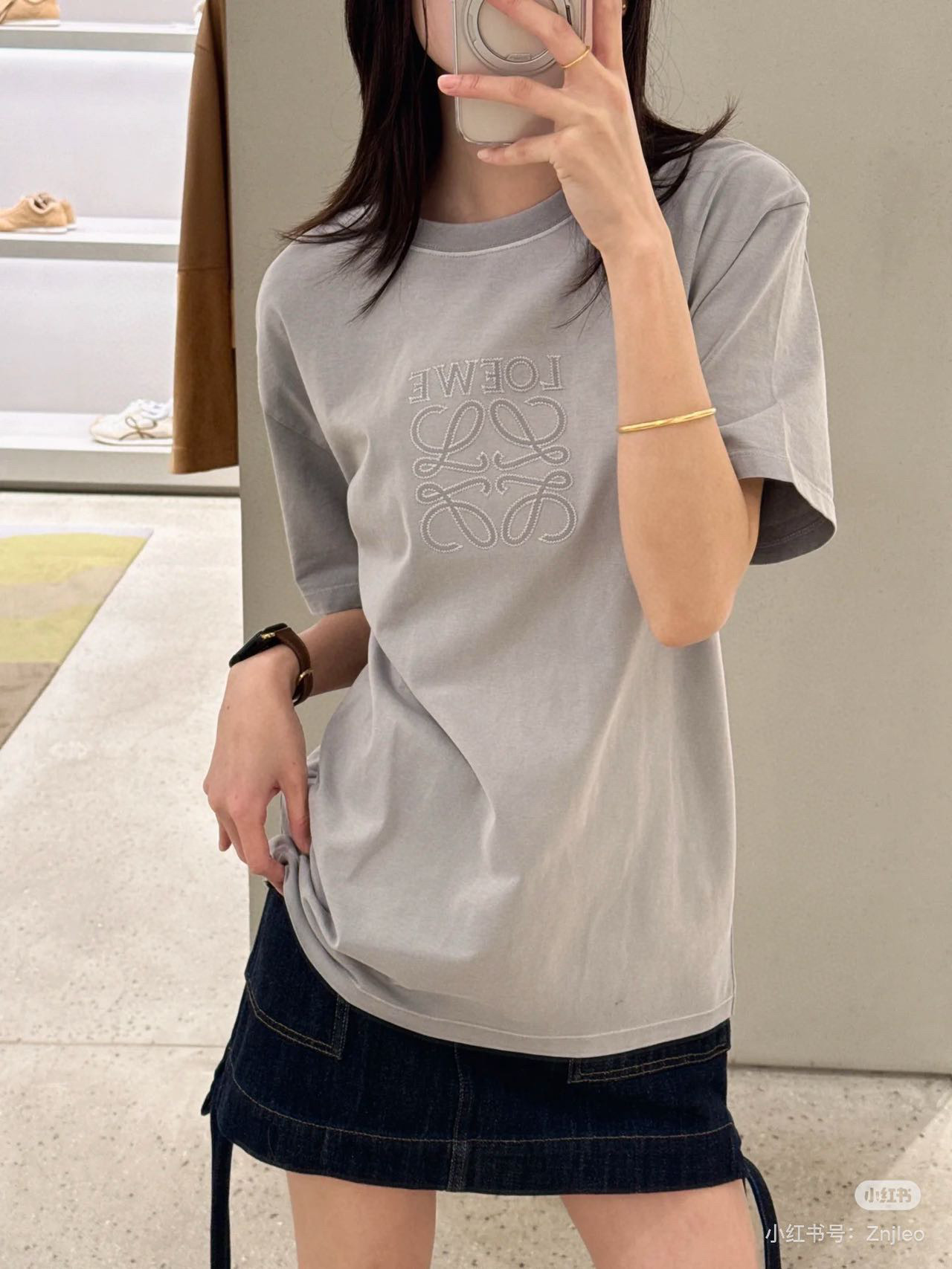 Loewe Anagram Embroidery Light Purple Tee White Stitch Logo