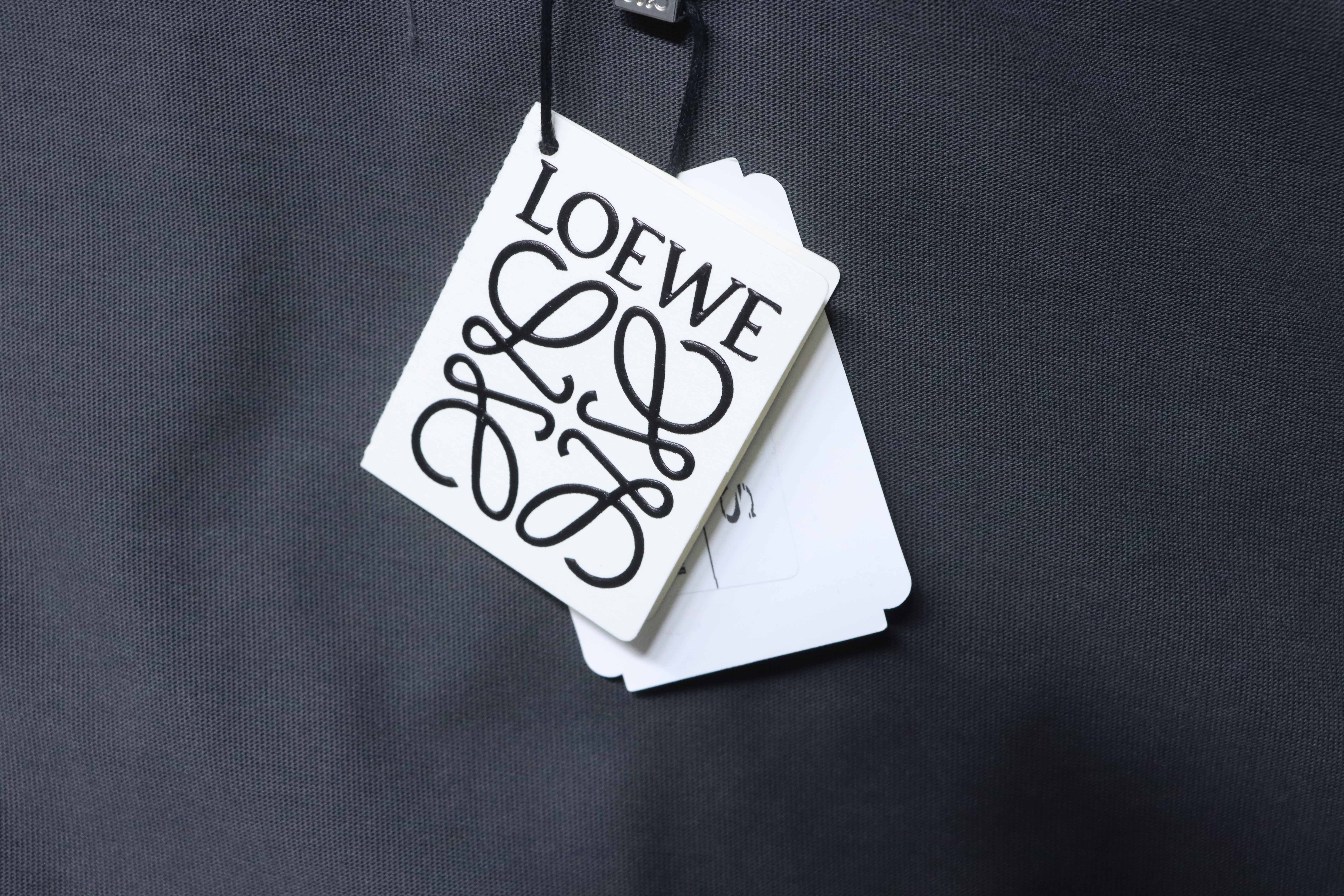 Loewe Chest Embroidery Black Tee Yellow Logo