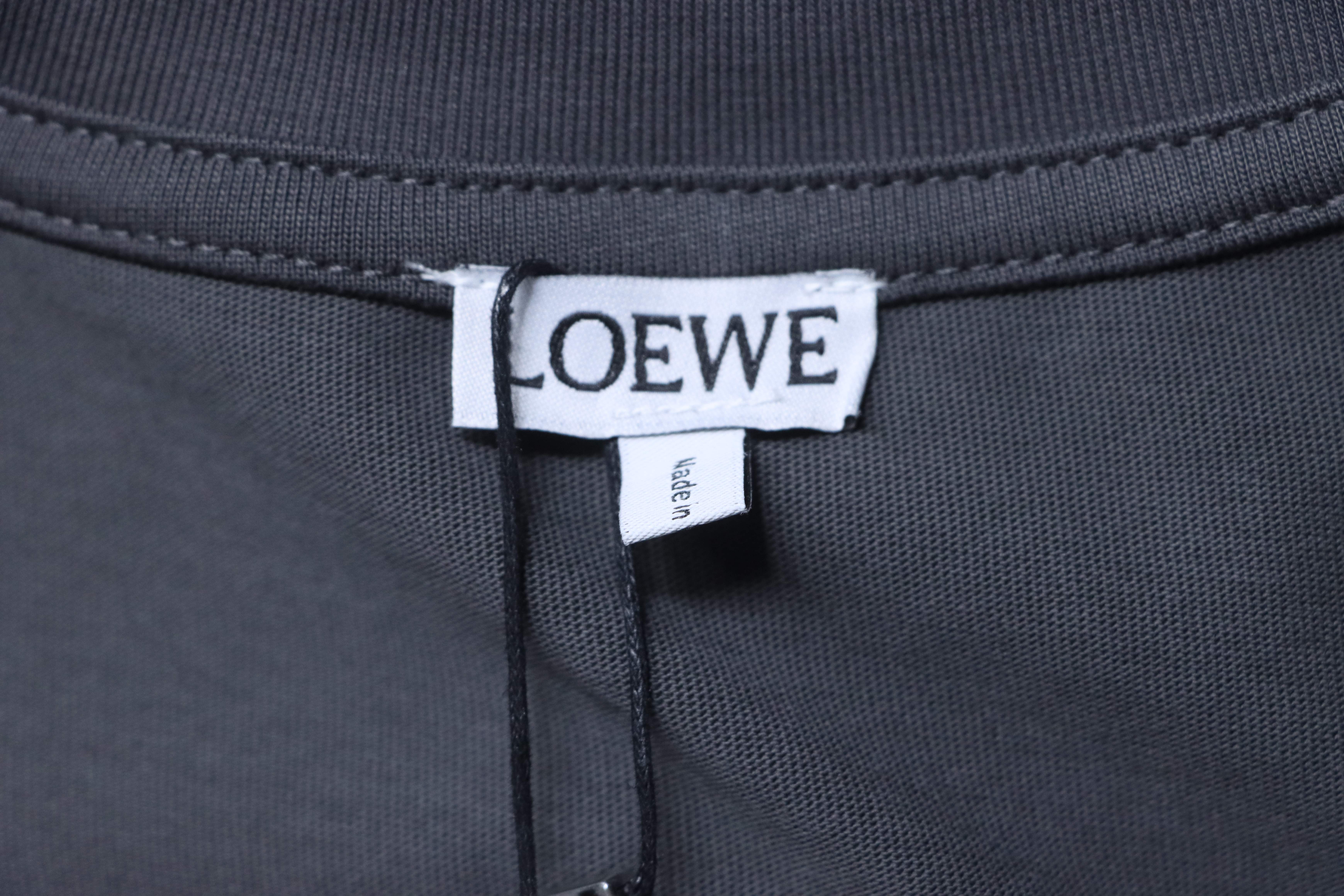 Loewe Chest Embroidery Black Tee Yellow Logo