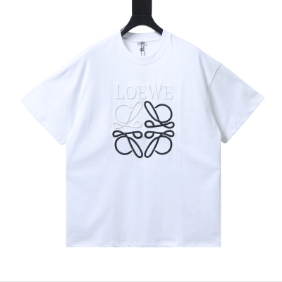 Loewe Chest Embroidery White Tee Black Logo 01