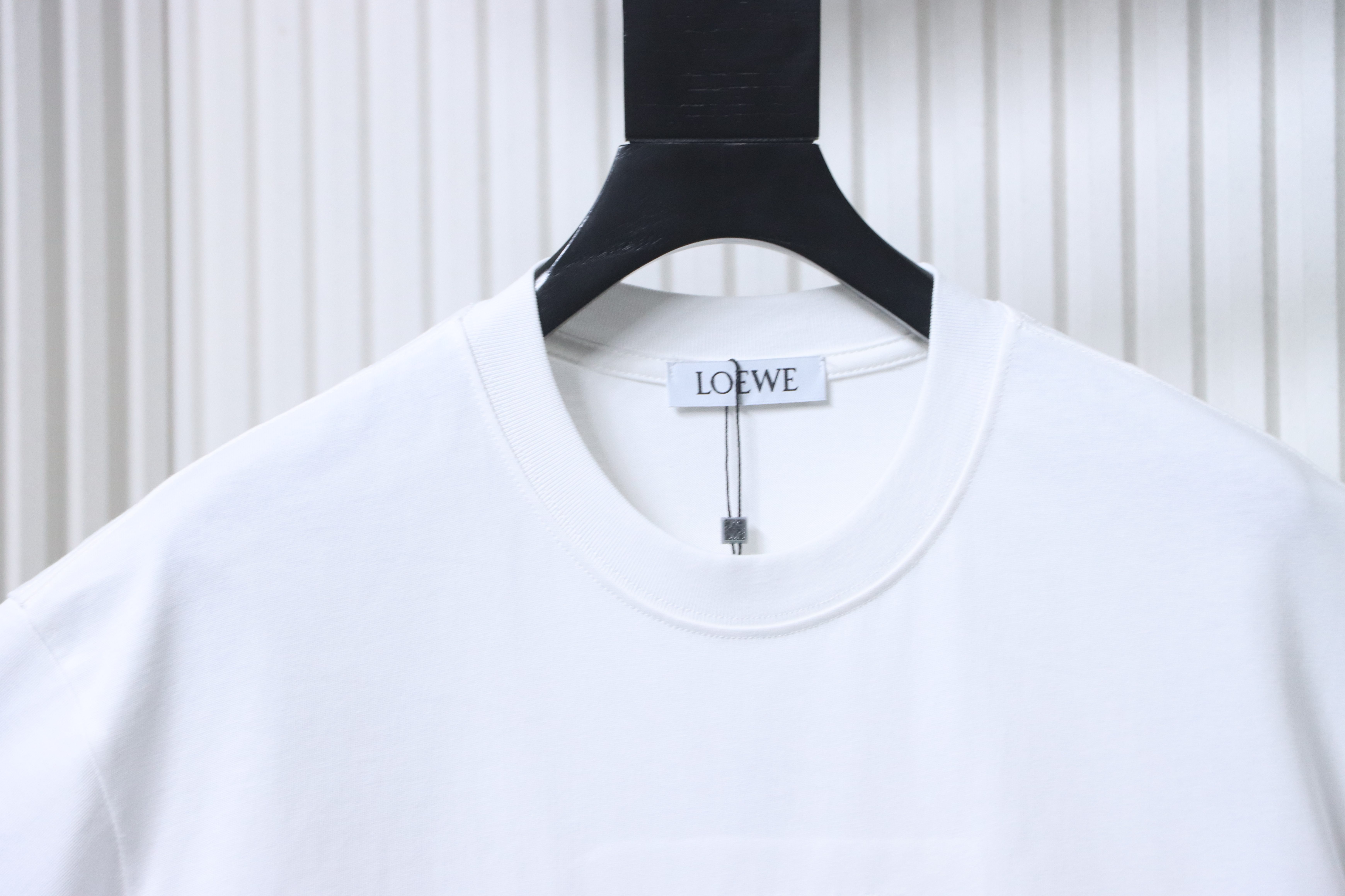 LOEWE Dark Pattern Embroidery White Tee White Logo