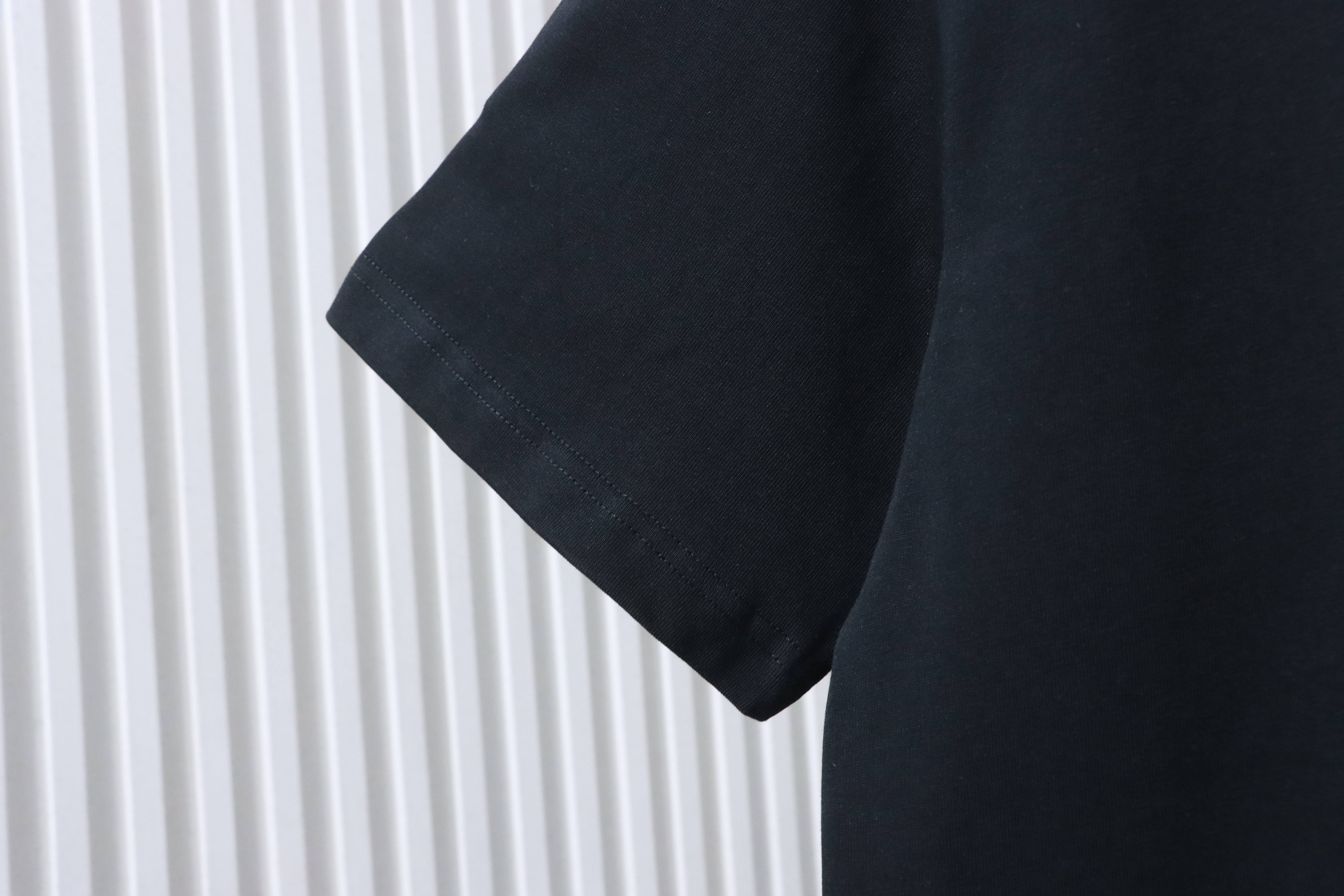 LOEWE Dark Pattern Embroidery Black Tee Black Logo