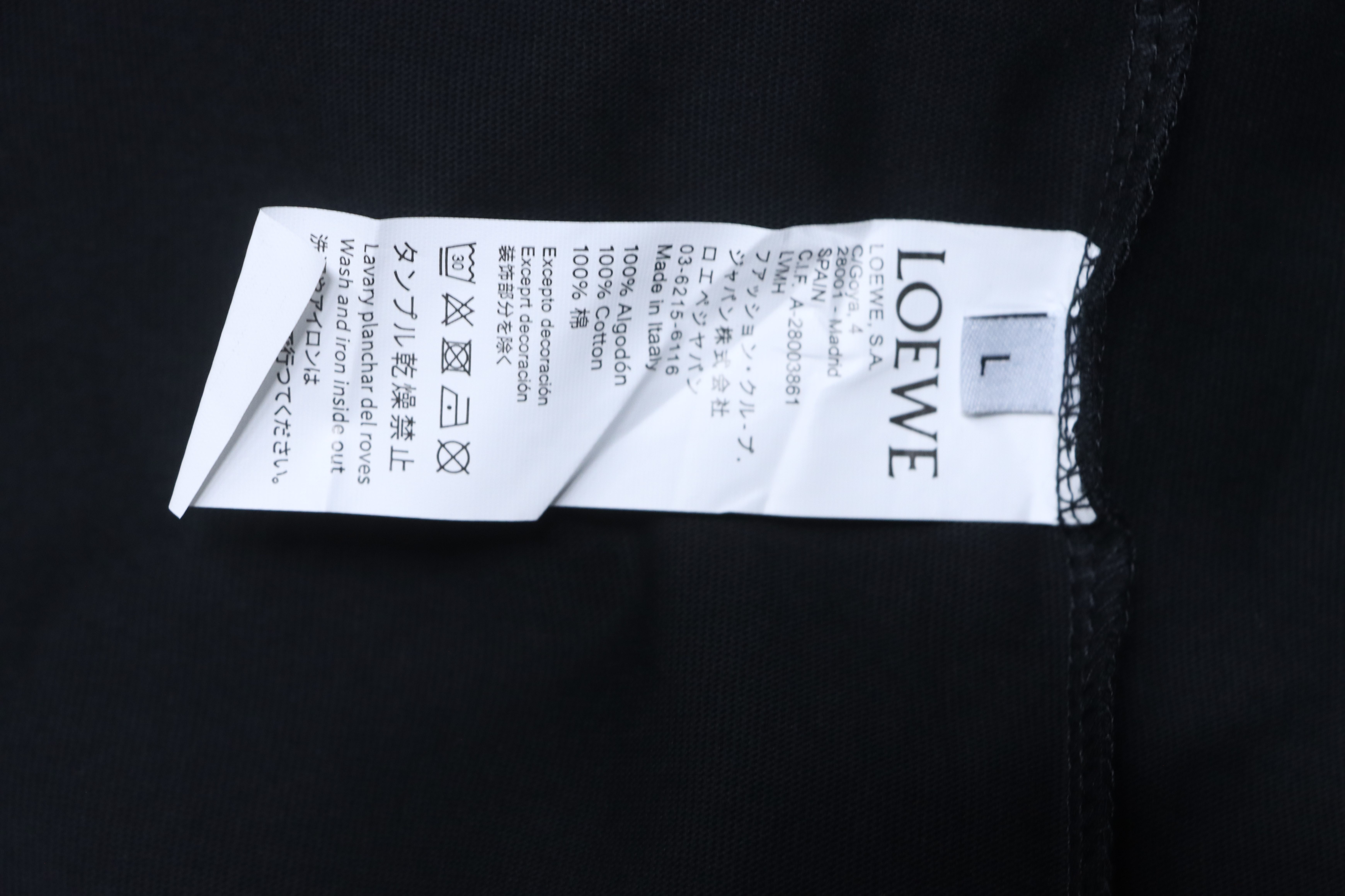LOEWE Dark Pattern Embroidery Black Tee Black Logo