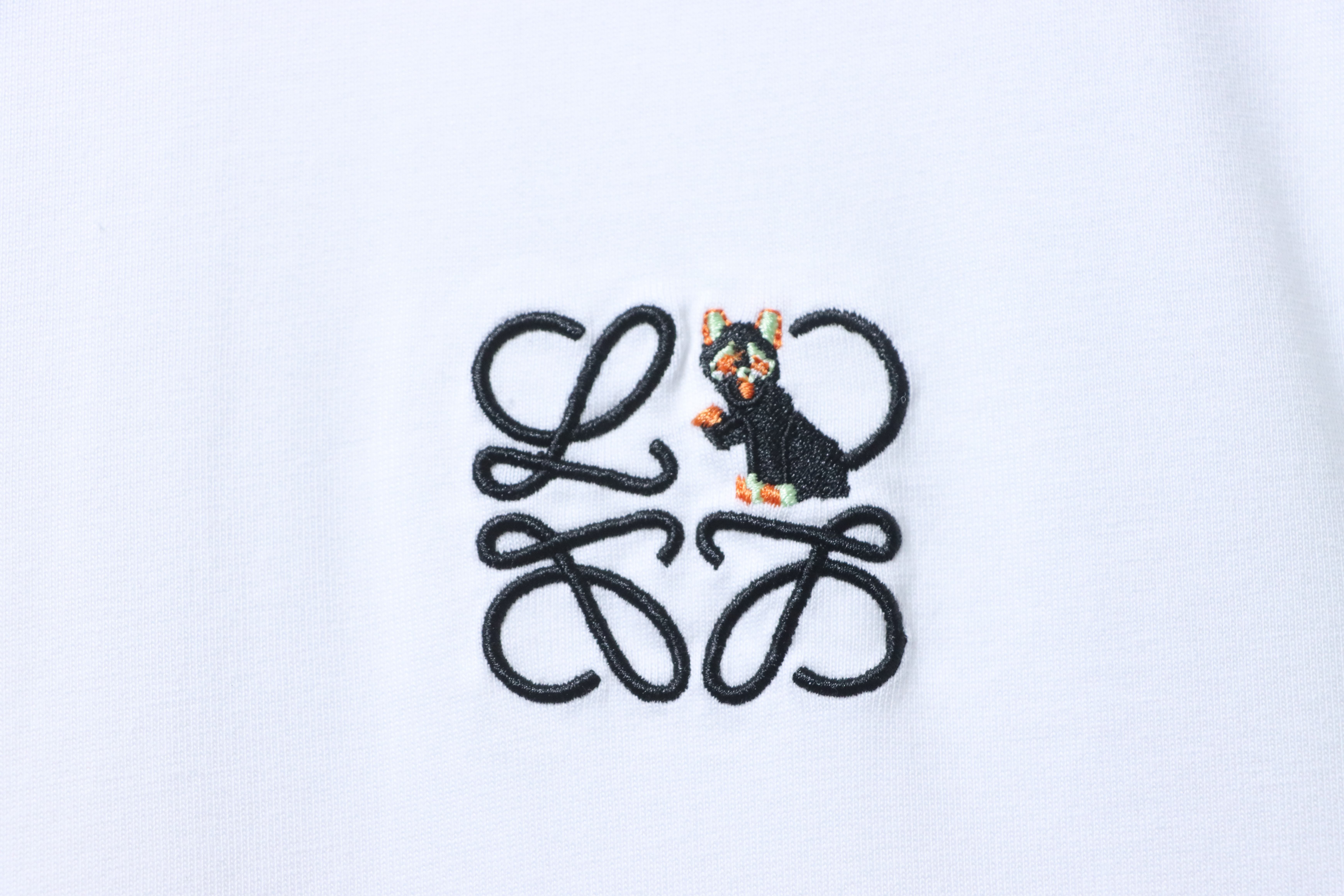 Loewe Embroidery Cat Short Sleeve White