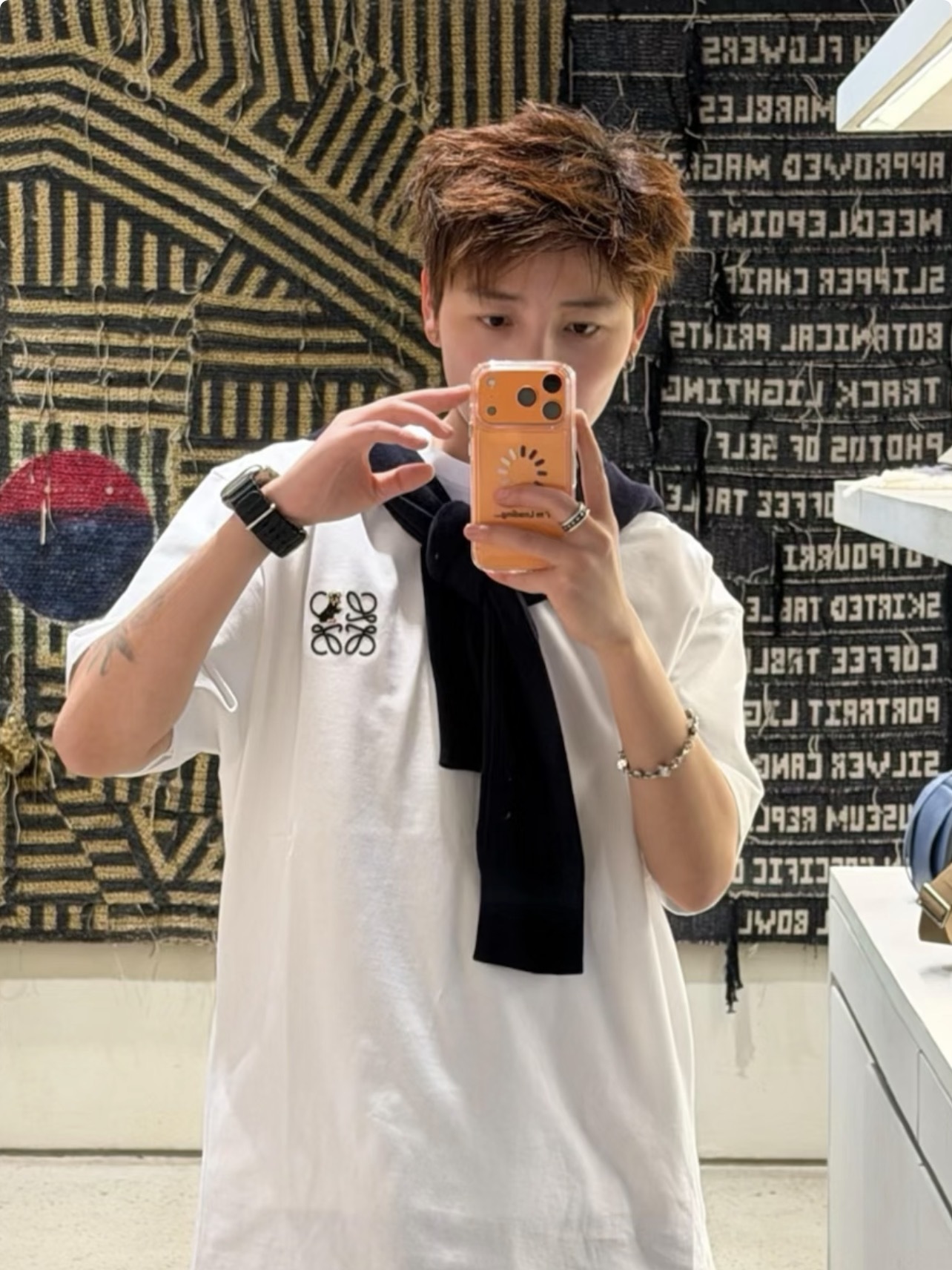 Loewe Embroidery Cat Short Sleeve White