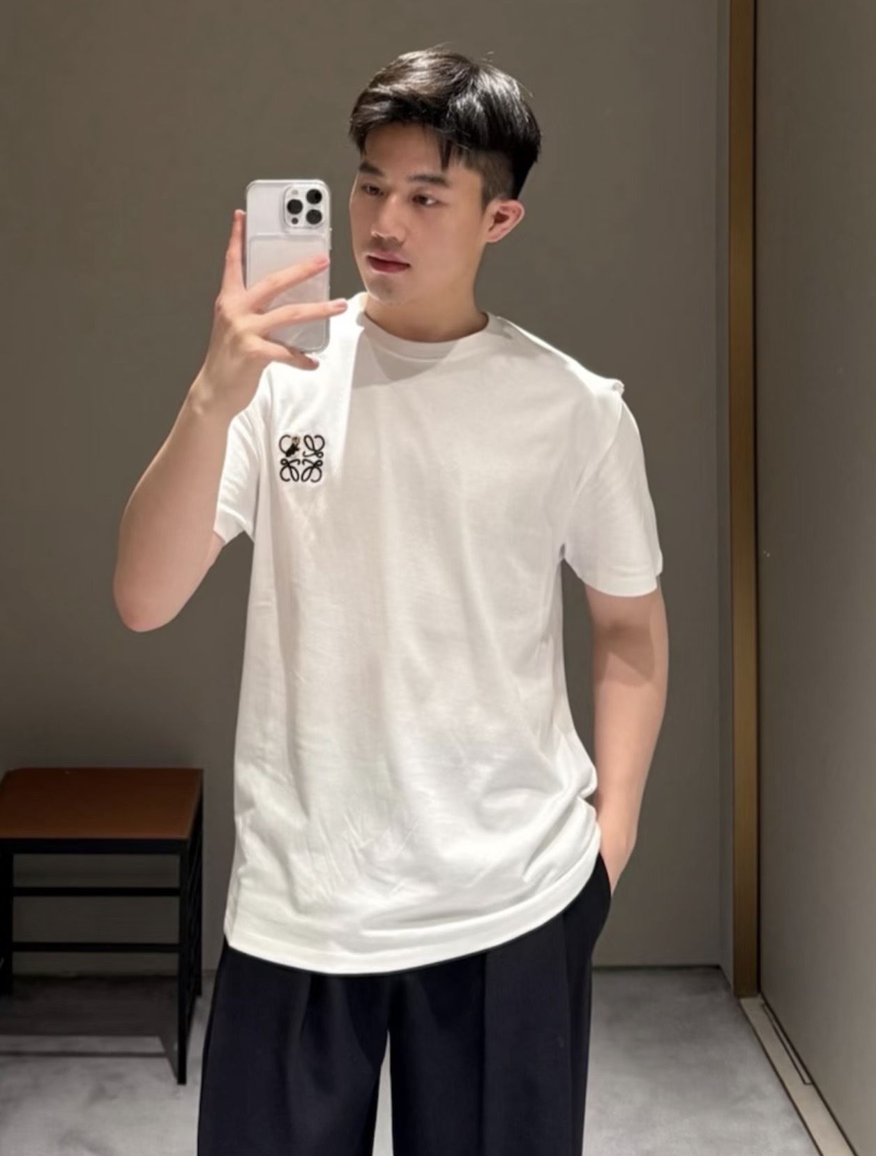 Loewe Embroidery Cat Short Sleeve White