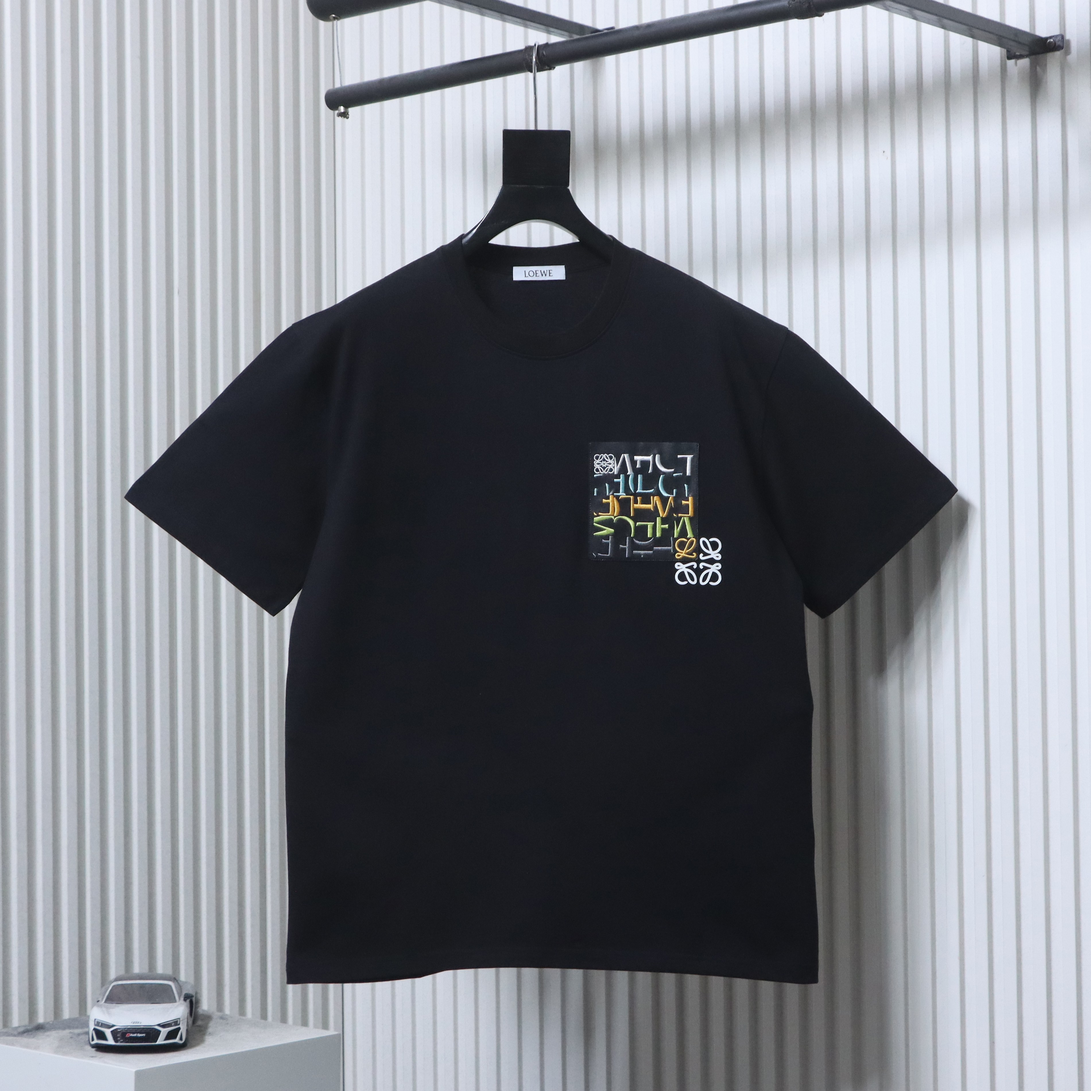Loewe Fake Pocket Offset Letter Black Tee Side Color Print