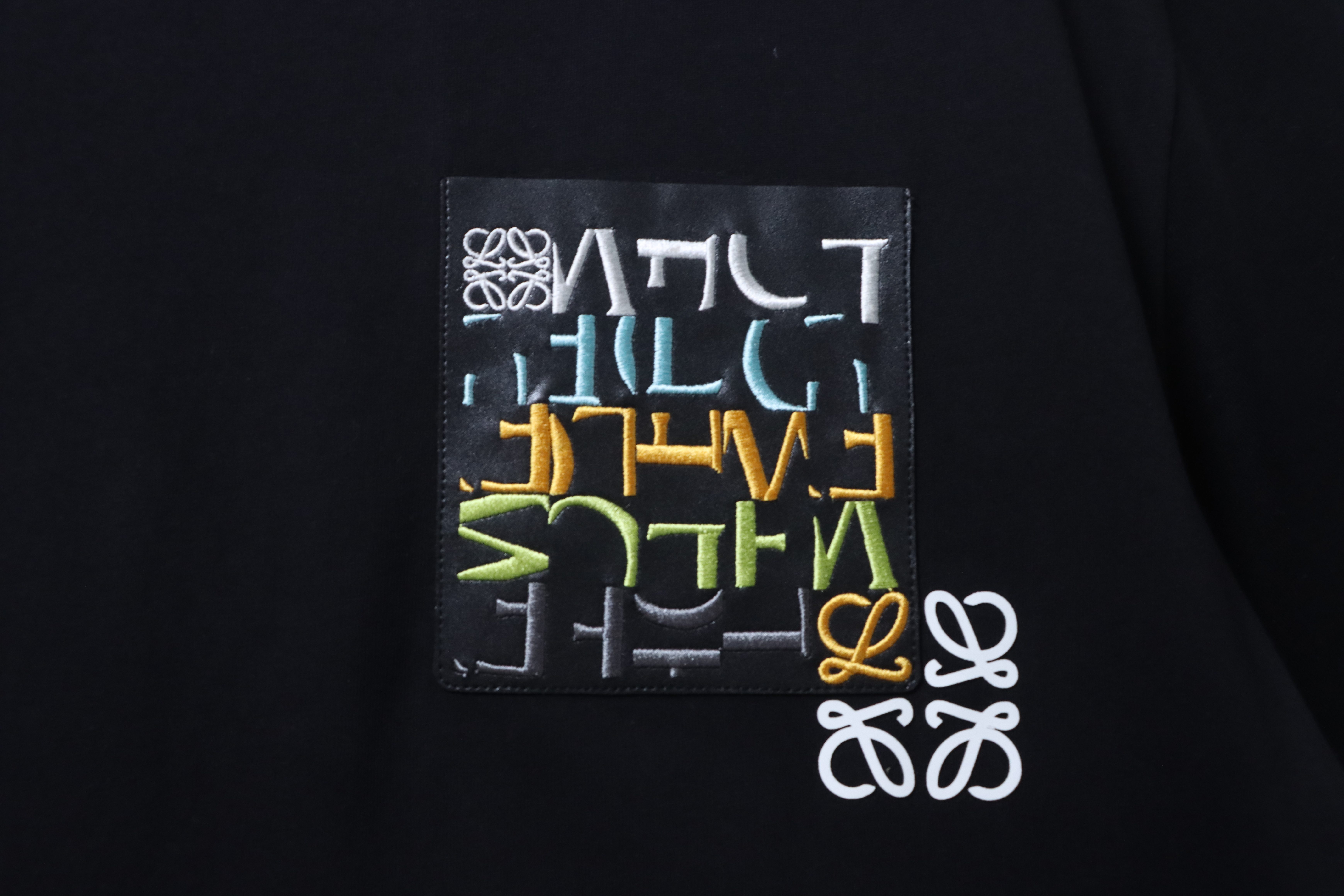 Loewe Fake Pocket Offset Letter Black Tee Side Color Print