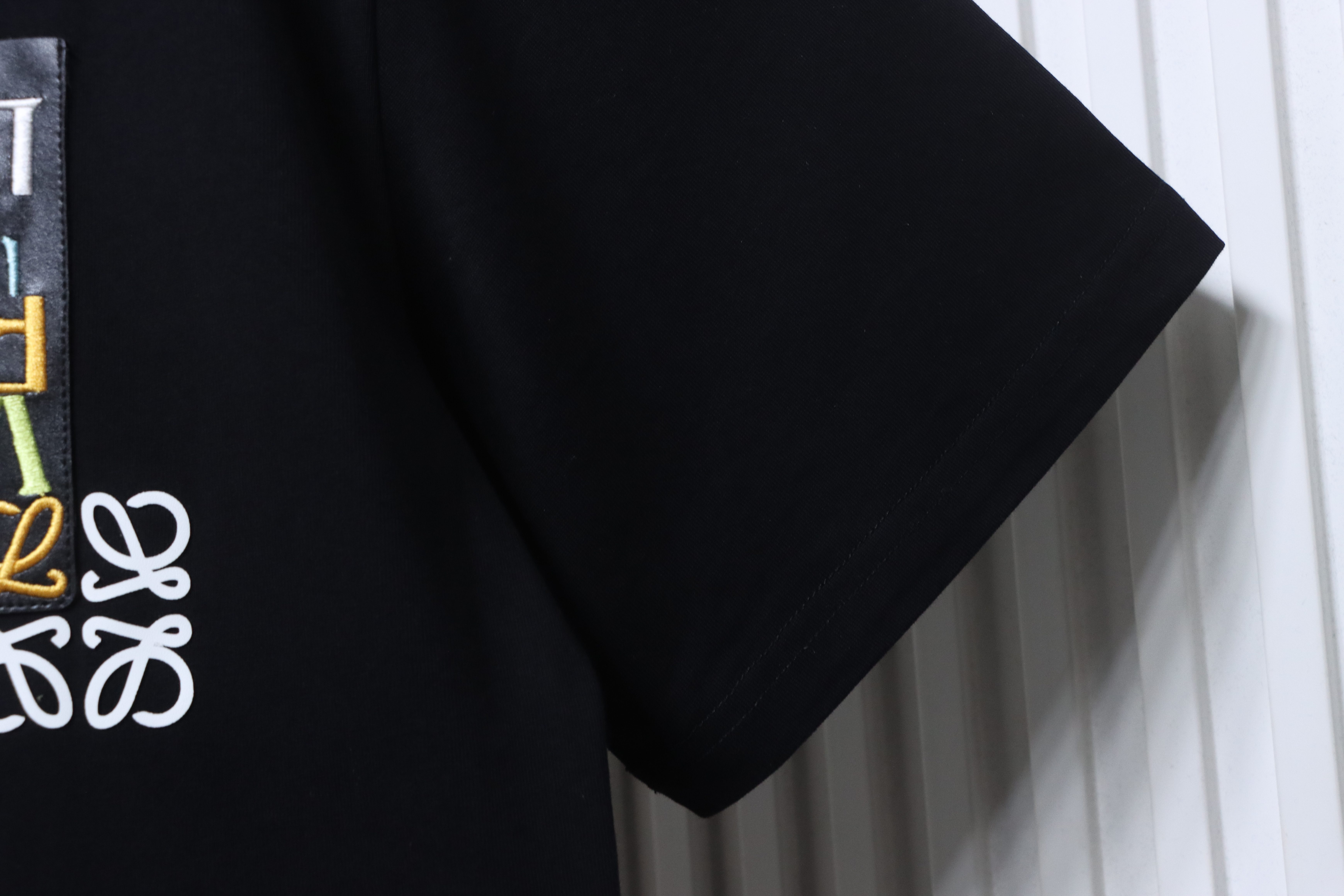 Loewe Fake Pocket Offset Letter Black Tee Side Color Print