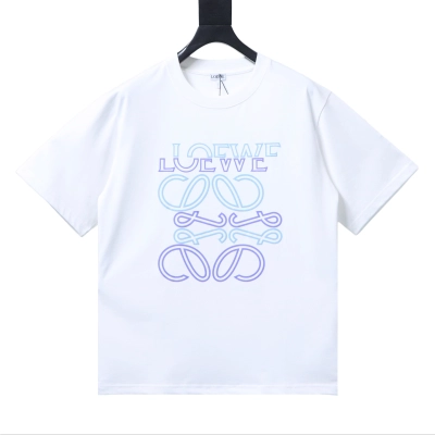 Loewe Irregular Logo Puff Tee White Blue Purple Print 01