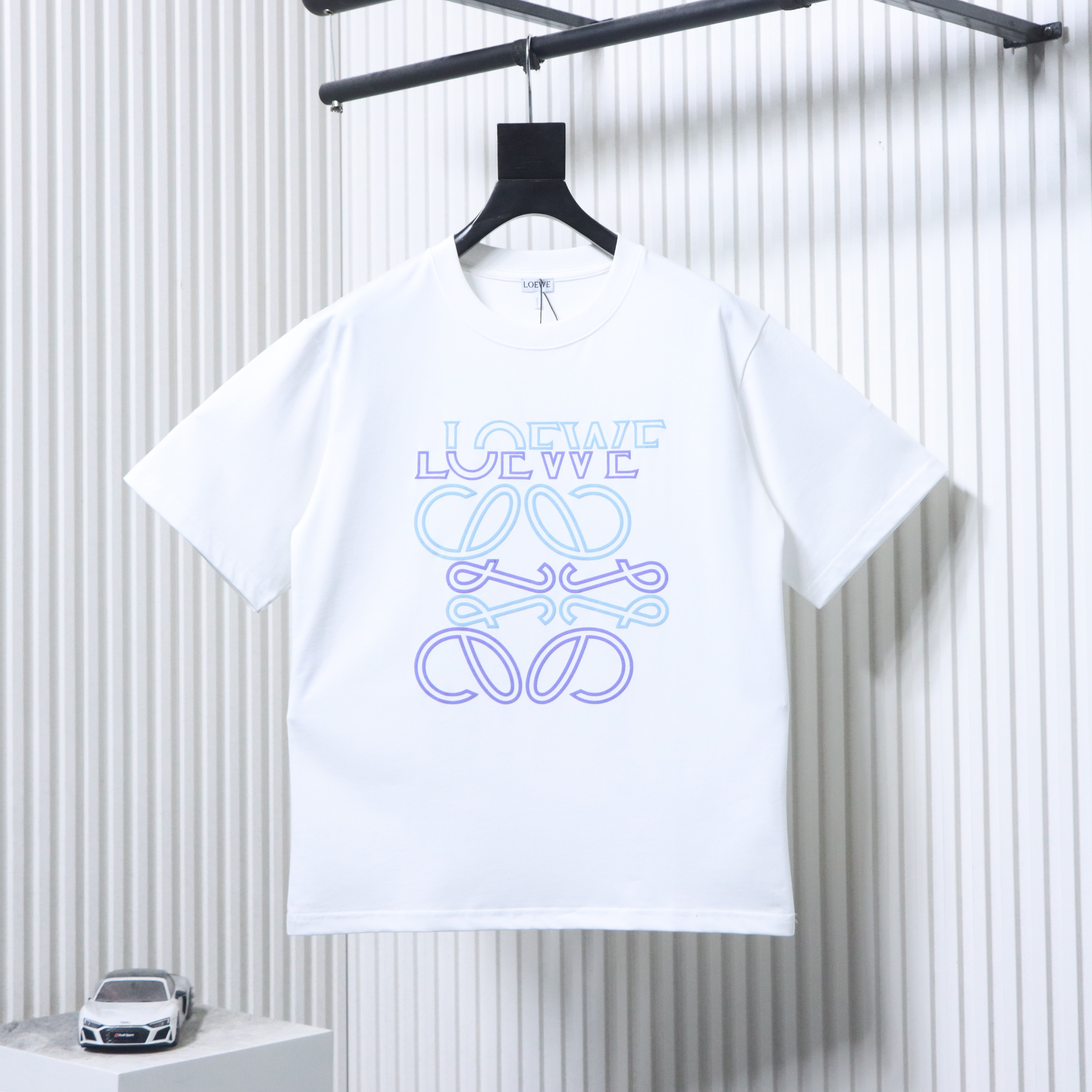 Loewe Irregular Logo Puff Tee White Blue Purple Print