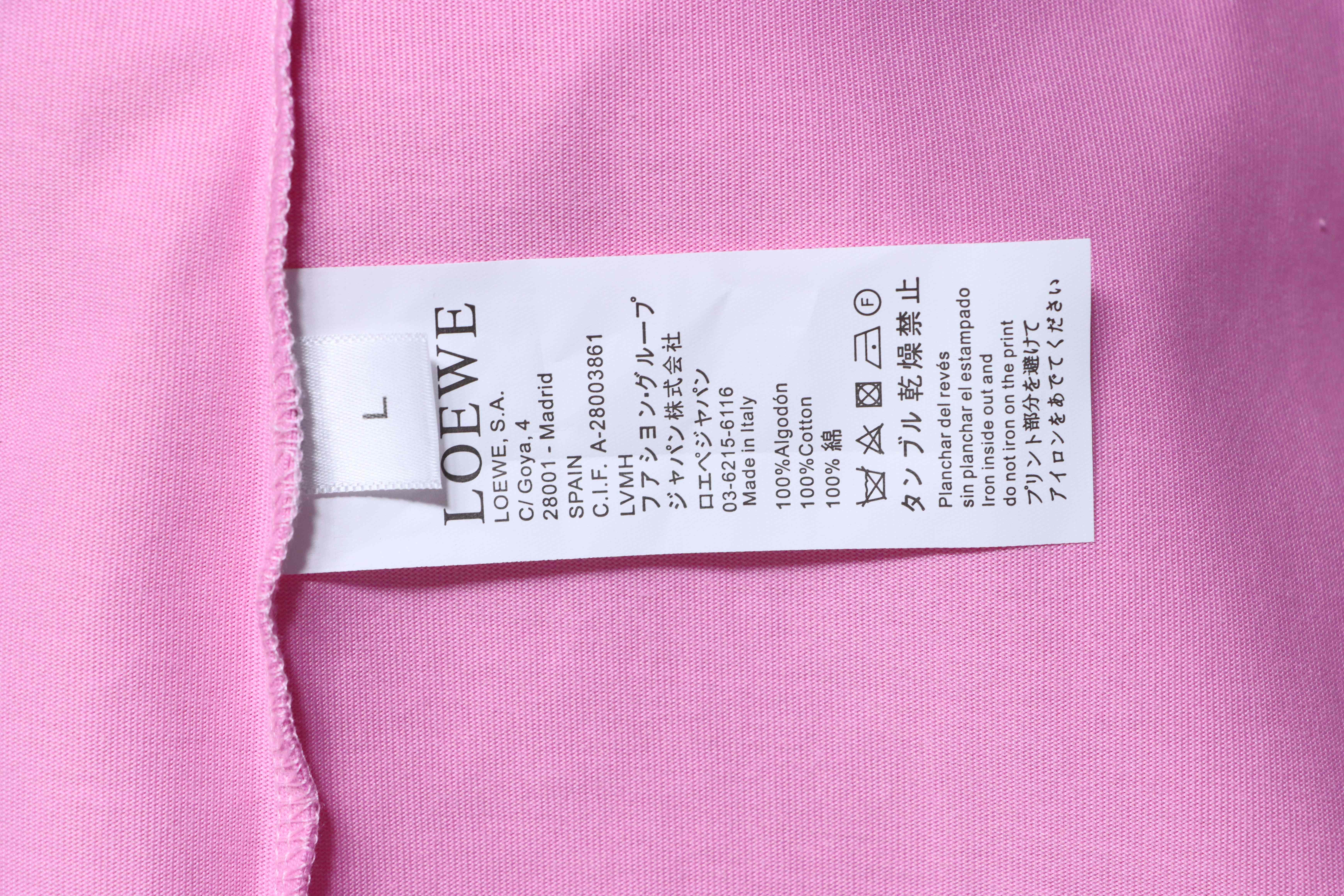 Loewe Porcelain Cat Short Sleeve Tee Pink Cat Embroidery