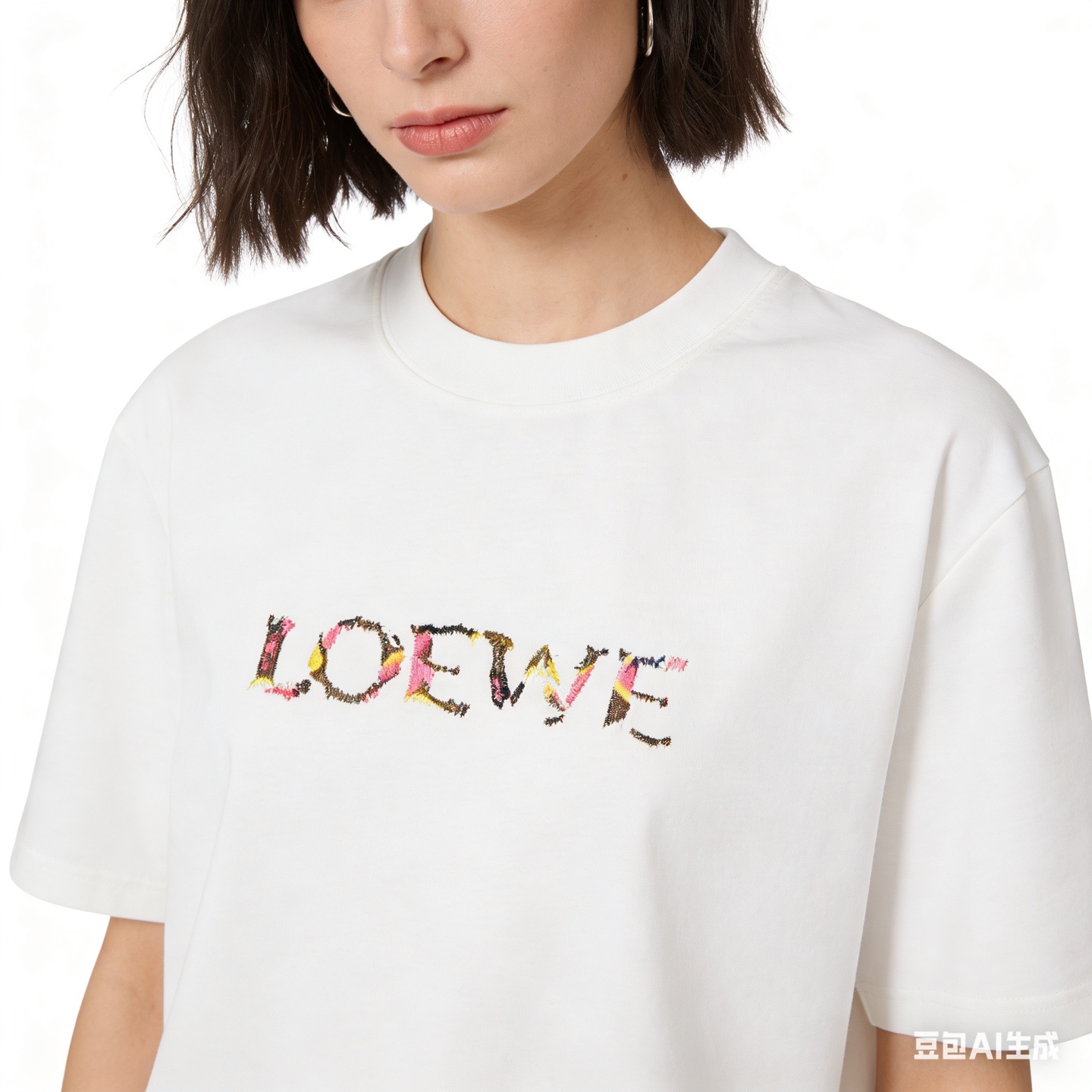 Loewe Rainbow Embroidery Logo Short Sleeve