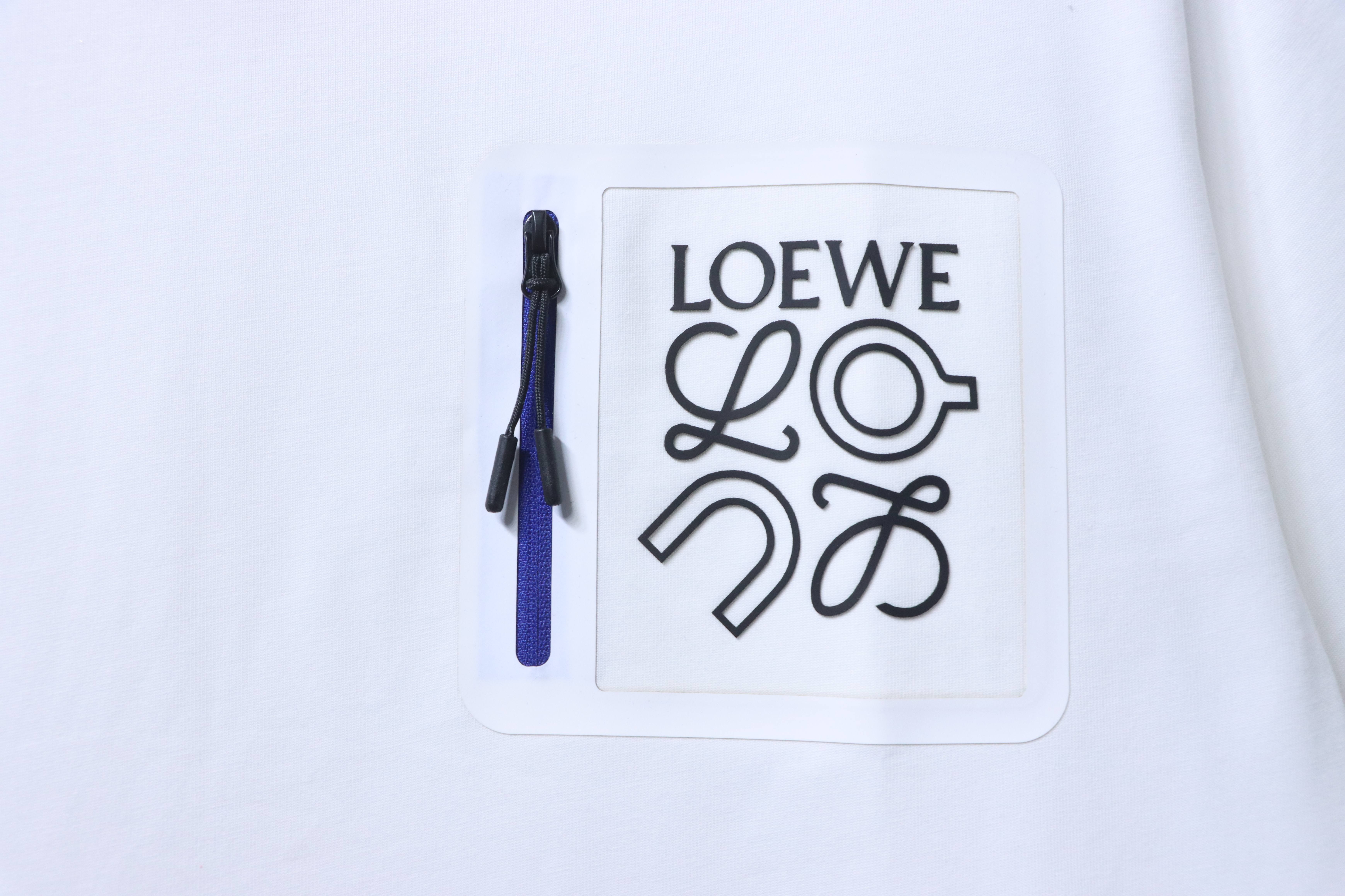 Loewe x On Collaboration White T-Shirt Chest Pocket Zipper