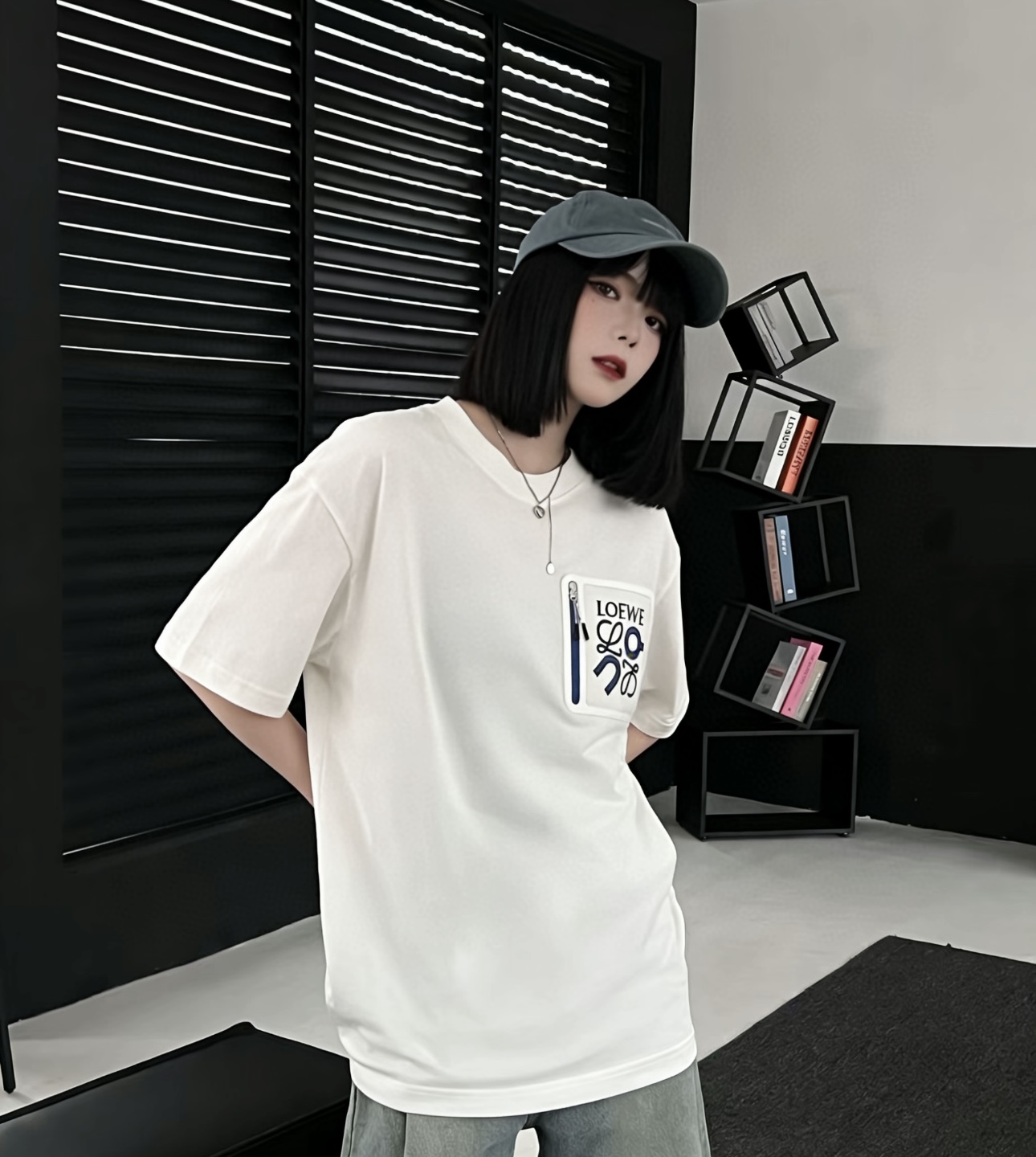 Loewe x On Collaboration White T-Shirt Chest Pocket Zipper