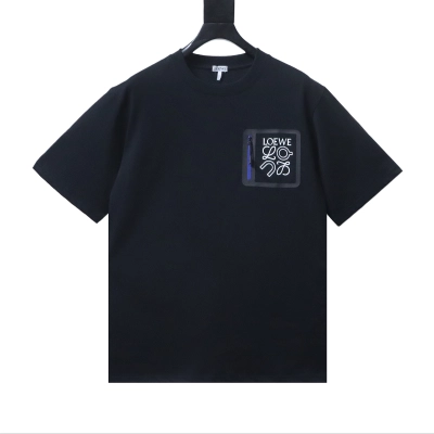Loewe x On Collaboration Black T-Shirt Chest Pocket Zipper 01