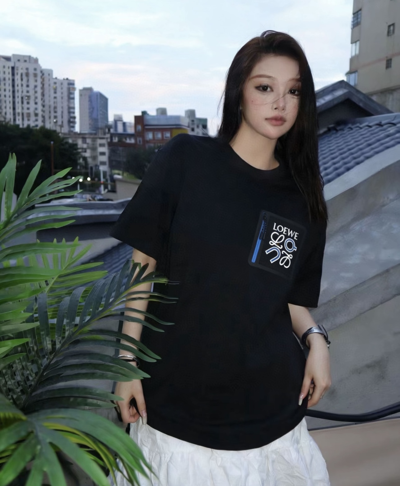 Loewe x On Collaboration Black T-Shirt Chest Pocket Zipper