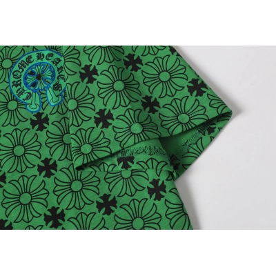Chrome Hearts Green Monogram Floral Cross Horseshoe Logo Short Sleeve T-Shirt 02