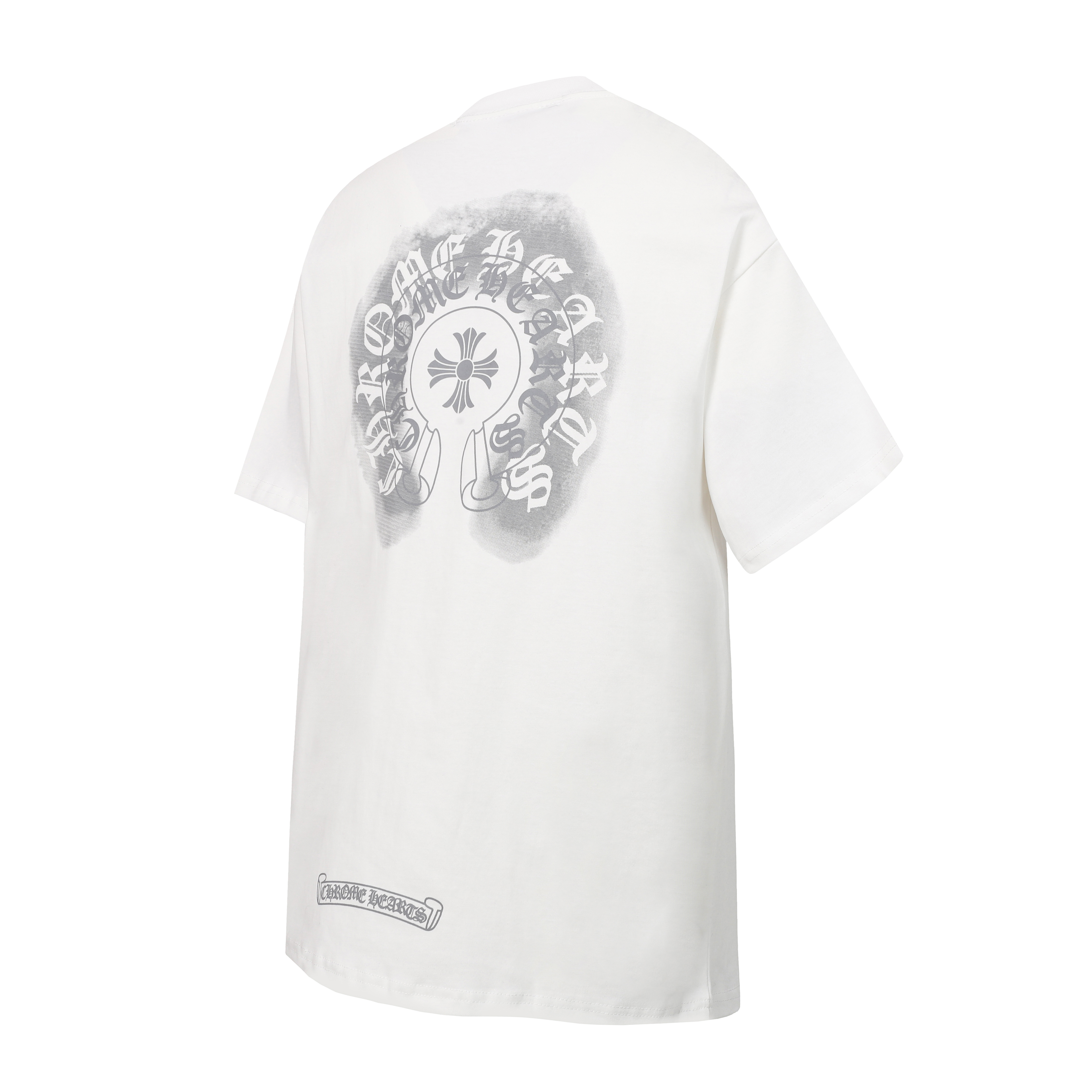 Chrome Hearts White/Black Reversible Spray Paint Horseshoe Logo Short Sleeve T-Shirt