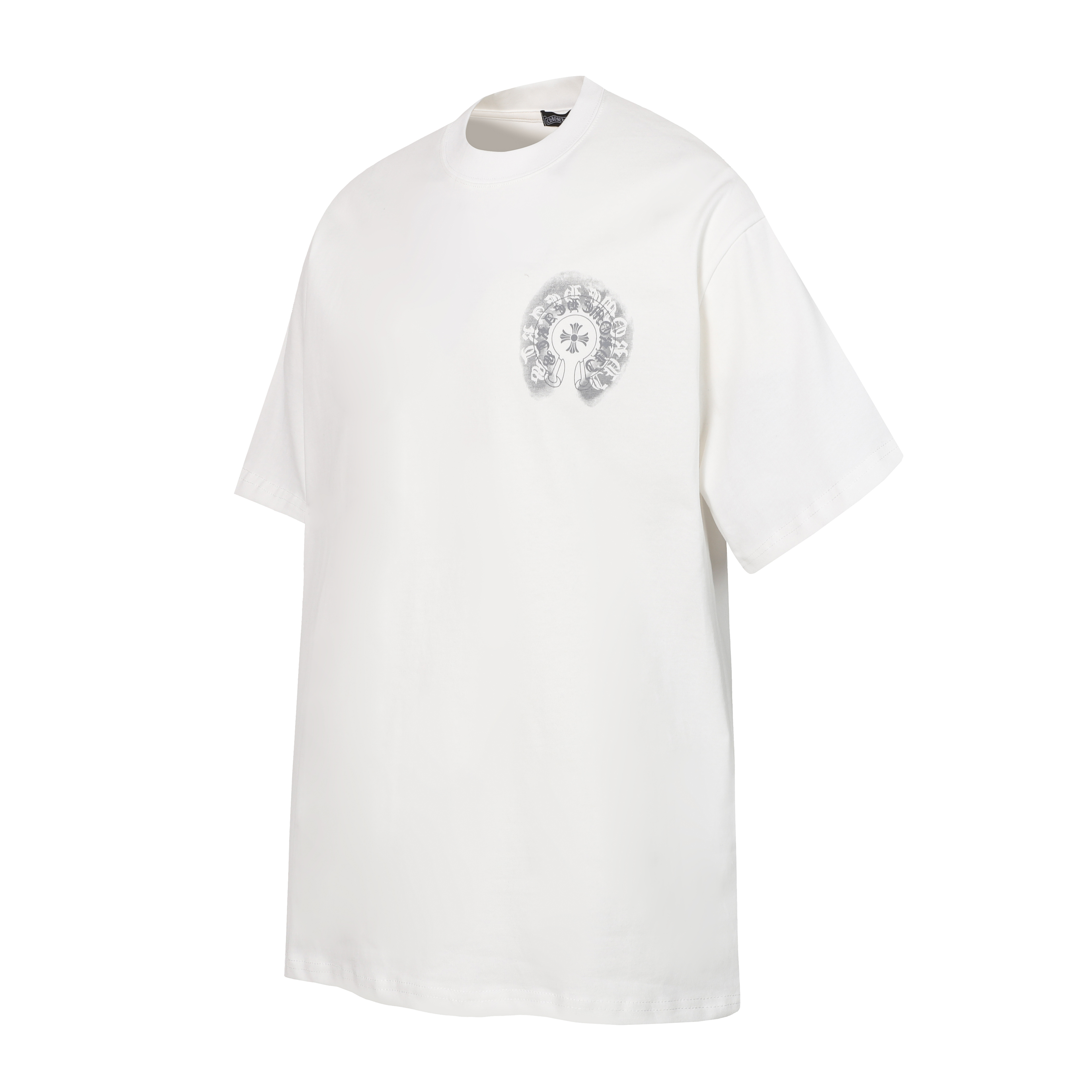Chrome Hearts White/Black Reversible Spray Paint Horseshoe Logo Short Sleeve T-Shirt