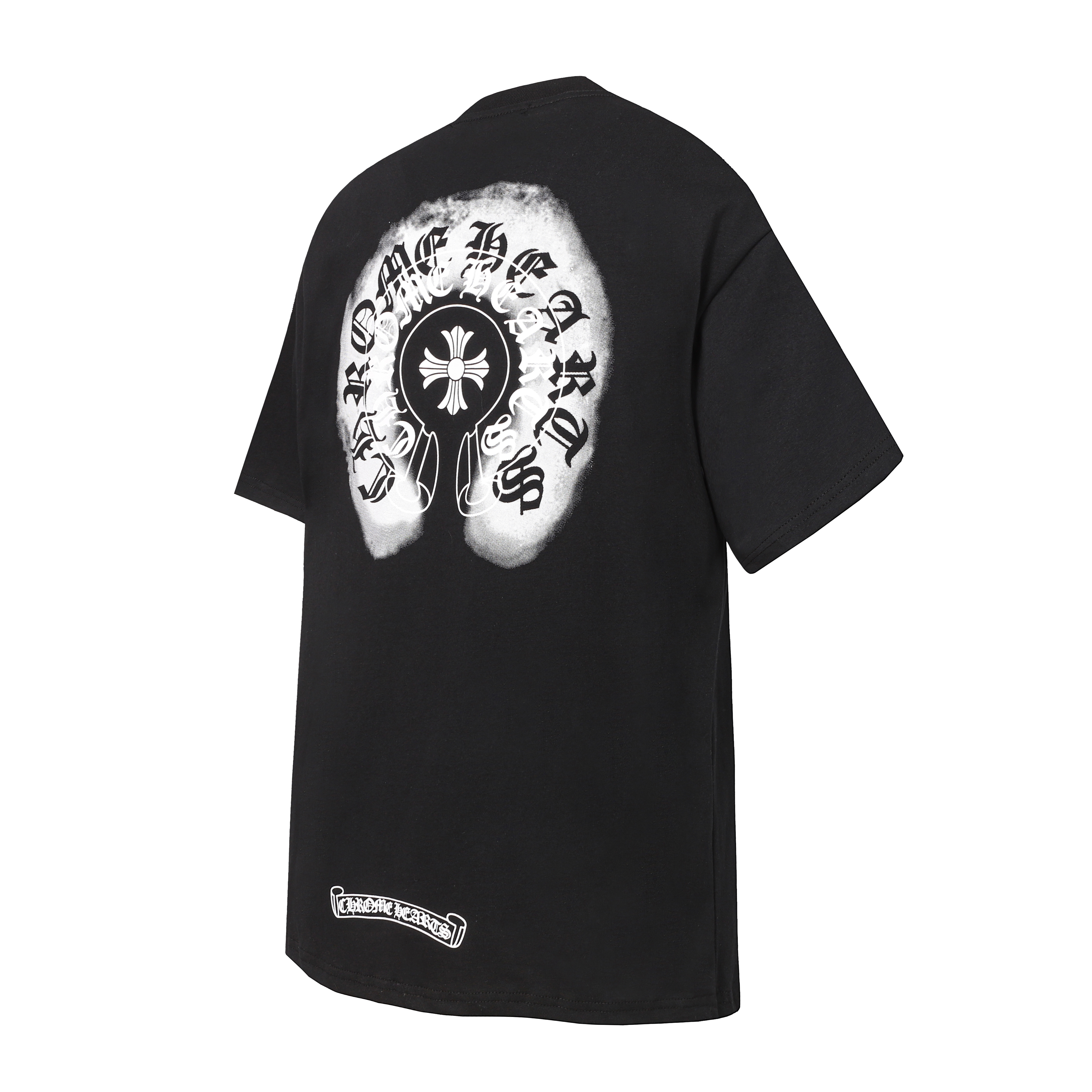 Chrome Hearts White/Black Reversible Spray Paint Horseshoe Logo Short Sleeve T-Shirt