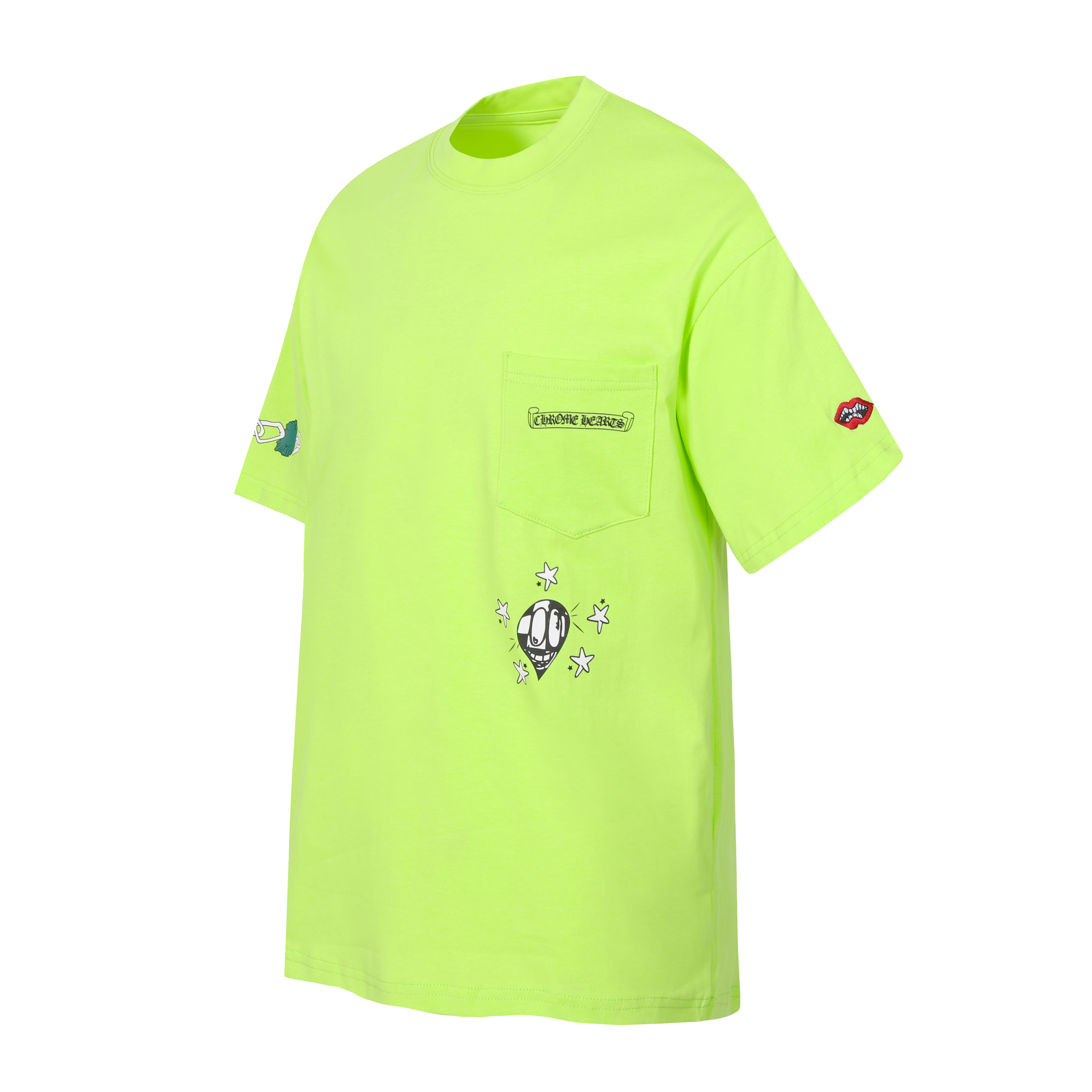 Chrome Hearts x Matty Boy Neon Green Chain Graphic Short Sleeve T-Shirt