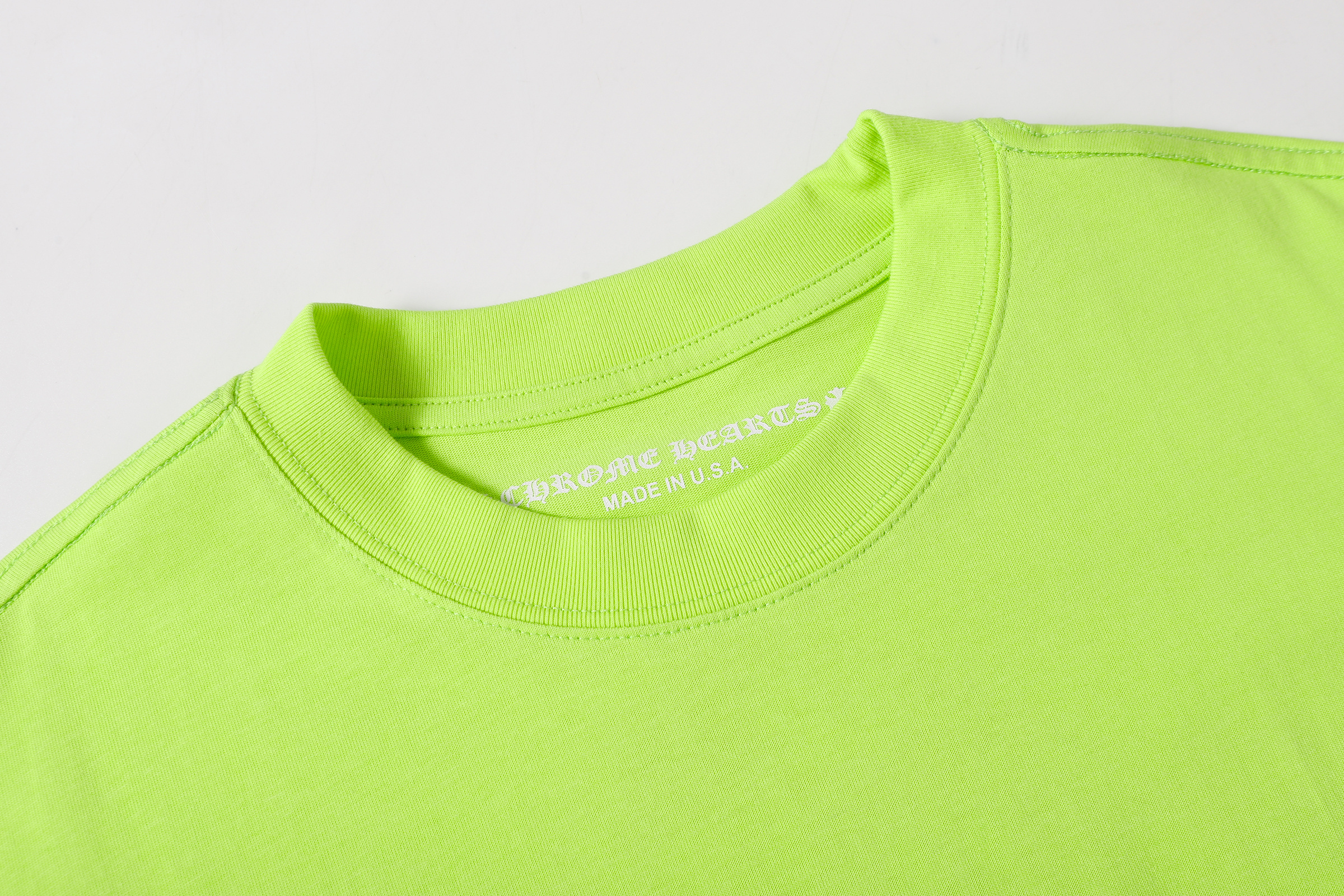 Chrome Hearts x Matty Boy Neon Green Chain Graphic Short Sleeve T-Shirt