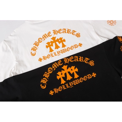 Chrome Hearts White/Black Reversible Orange Triple Cross Pocket Short Sleeve T-Shirt 02