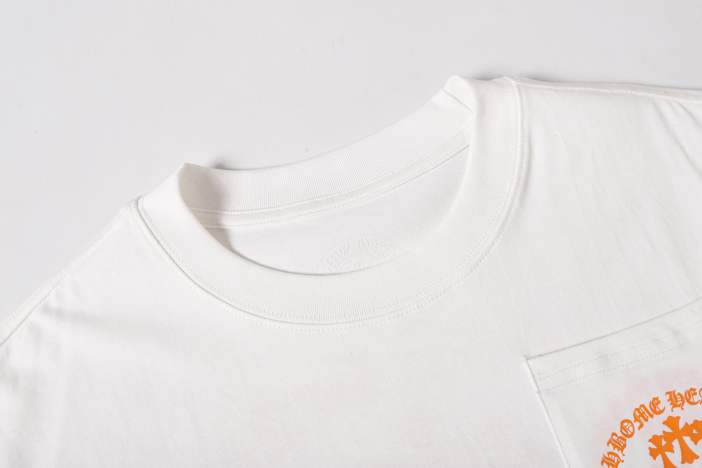 Chrome Hearts White/Black Reversible Orange Triple Cross Pocket Short Sleeve T-Shirt