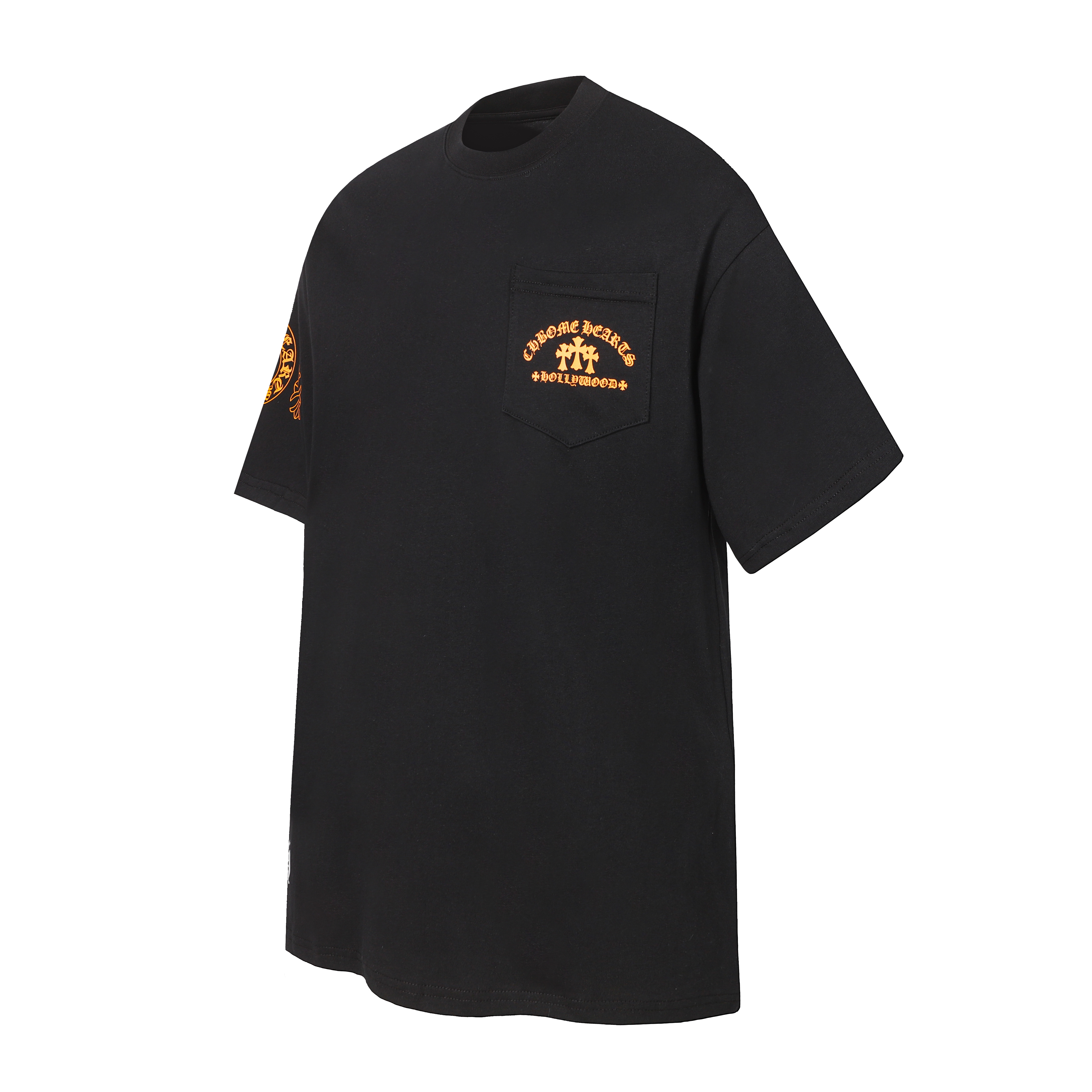Chrome Hearts White/Black Reversible Orange Triple Cross Pocket Short Sleeve T-Shirt