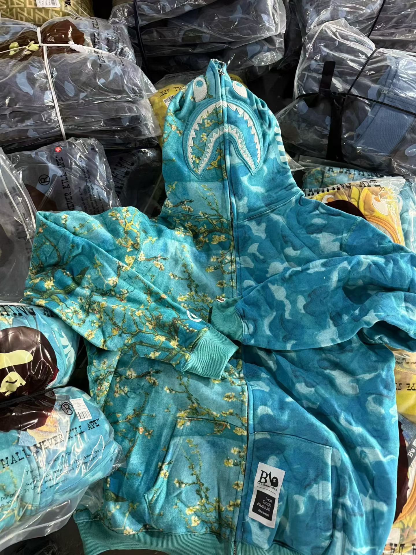 BAPE Shirt 23977 Van Gogh Blue Single Hood