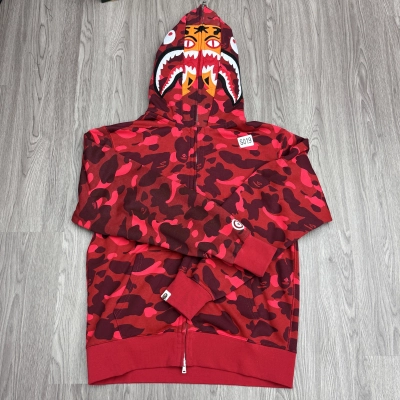 BAPE Shirt 6776 Red Tiger Head Double Hood 02