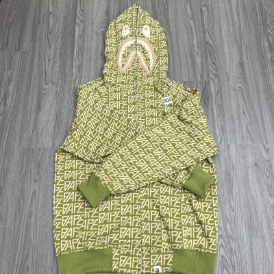 BAPE Shirt 6810 All-Over Letter Print Green 01