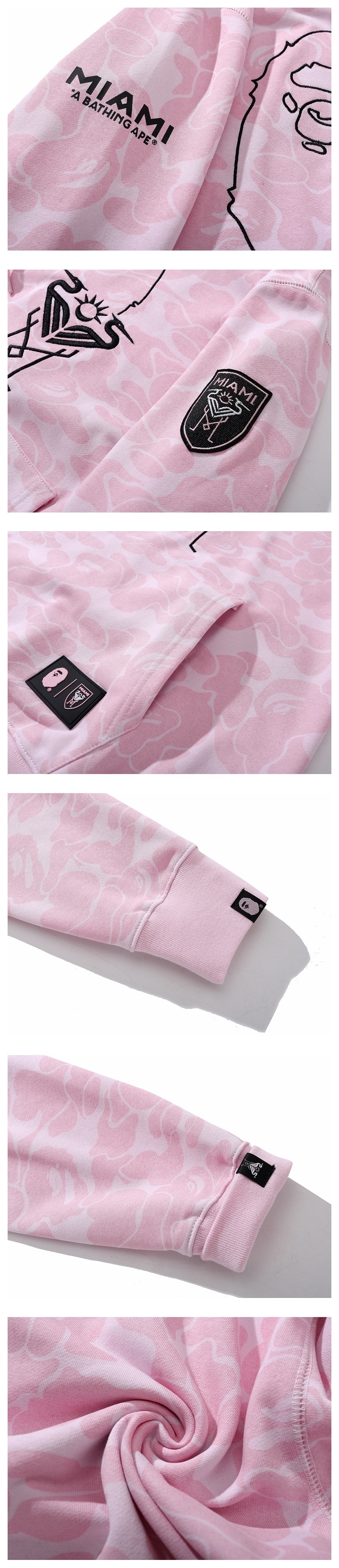 BAPE Shirt 6930 BAPE x Inter Miami Messi Multi-Color Camo Hoodie Black &amp; White &amp; Pink
