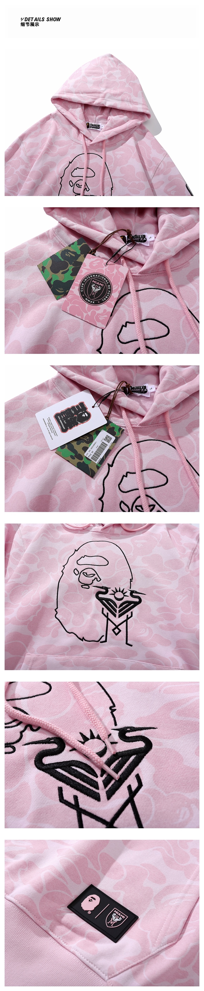 BAPE Shirt 6930 BAPE x Inter Miami Messi Multi-Color Camo Hoodie Black &amp; White &amp; Pink
