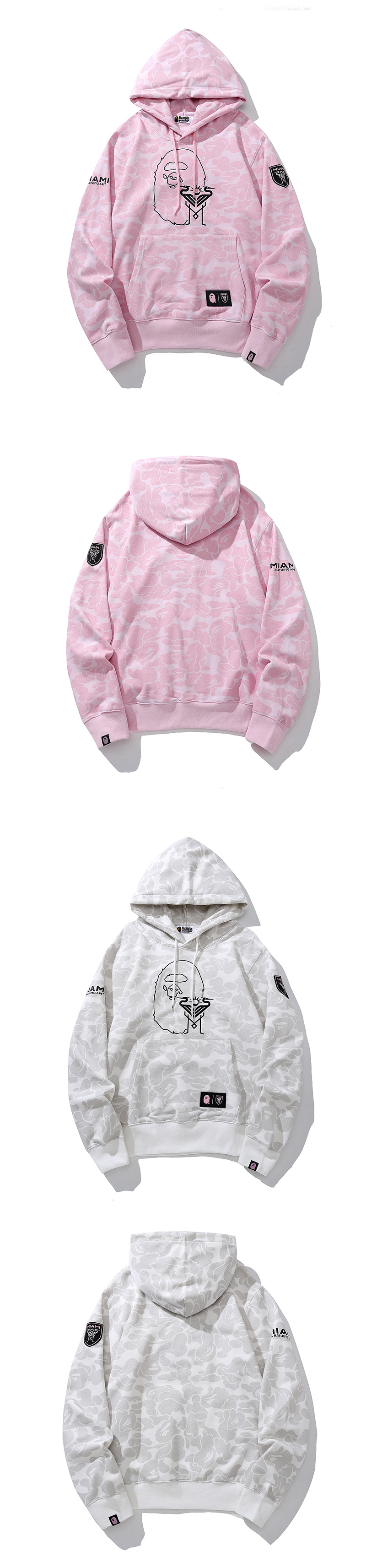 BAPE Shirt 6930 BAPE x Inter Miami Messi Multi-Color Camo Hoodie Black &amp; White &amp; Pink