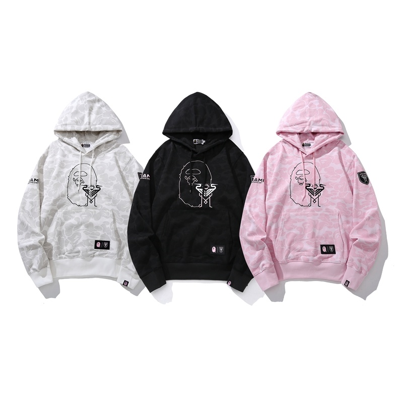 BAPE Shirt 6930 BAPE x Inter Miami Messi Multi-Color Camo Hoodie Black &amp; White &amp; Pink