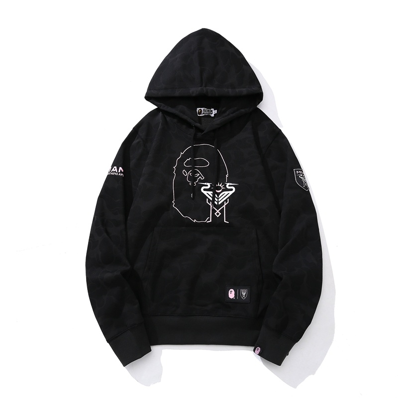 BAPE Shirt 6930 BAPE x Inter Miami Messi Multi-Color Camo Hoodie Black &amp; White &amp; Pink
