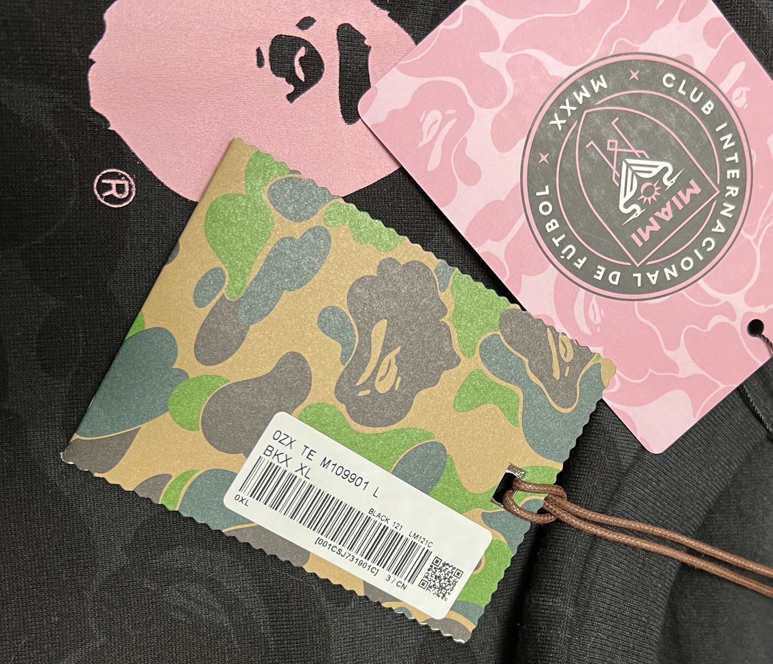 BAPE Shirt 6930 BAPE x Inter Miami Messi Multi-Color Camo Hoodie Black &amp; White &amp; Pink