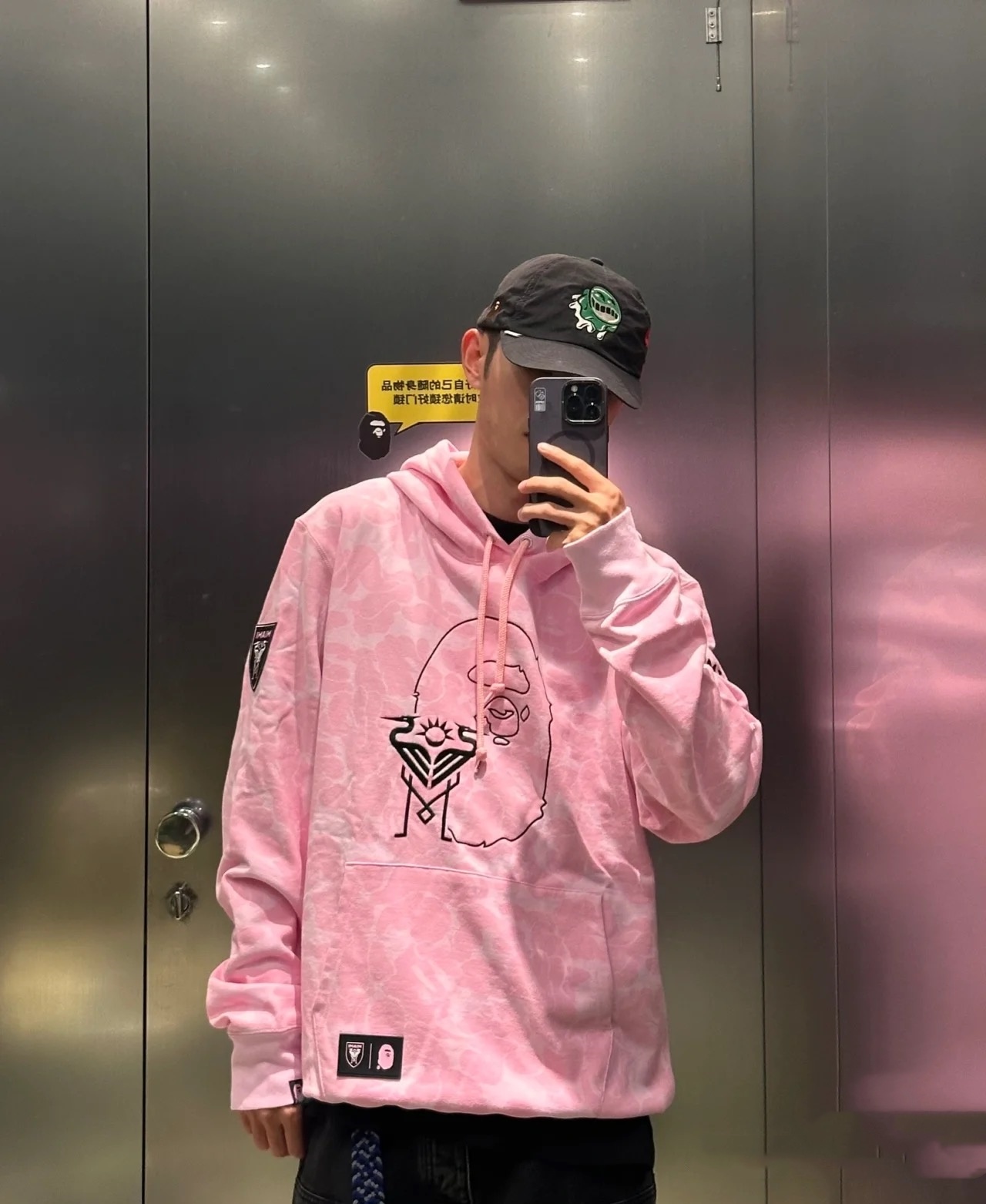 BAPE Shirt 6930 BAPE x Inter Miami Messi Multi-Color Camo Hoodie Black &amp; White &amp; Pink