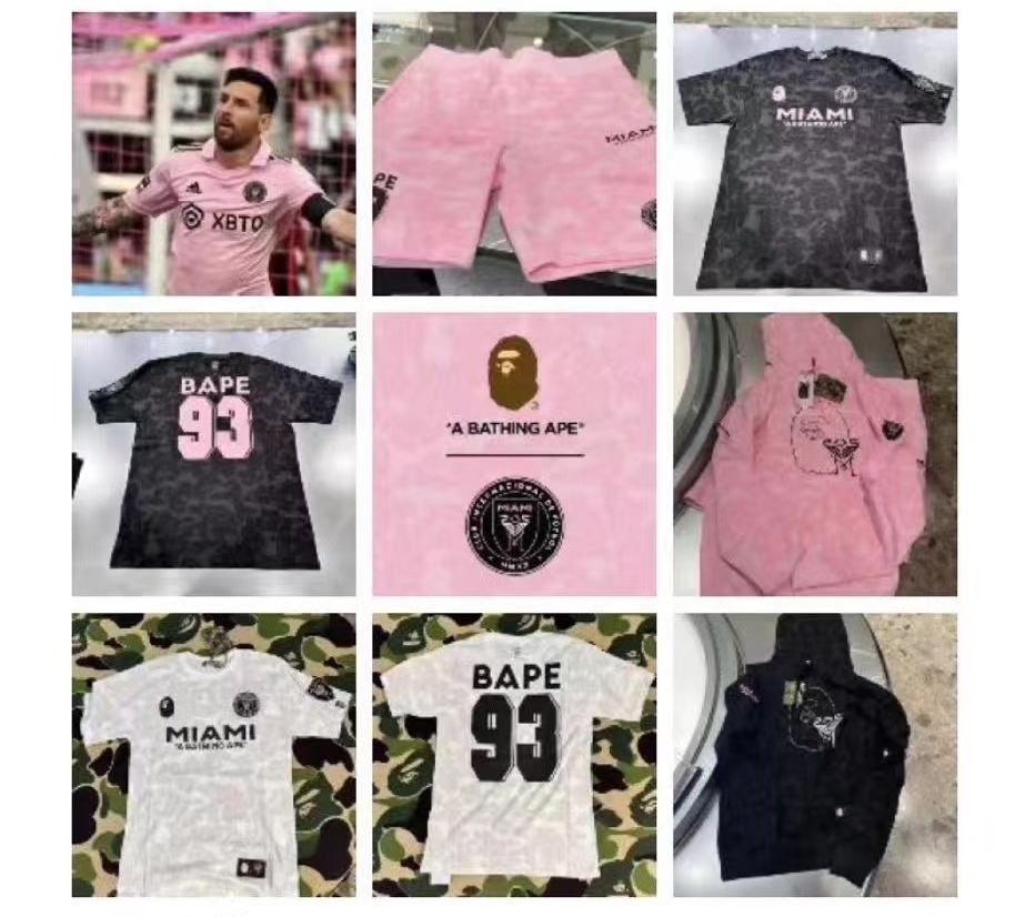 BAPE Shirt 6930 BAPE x Inter Miami Messi Multi-Color Camo Hoodie Black &amp; White &amp; Pink