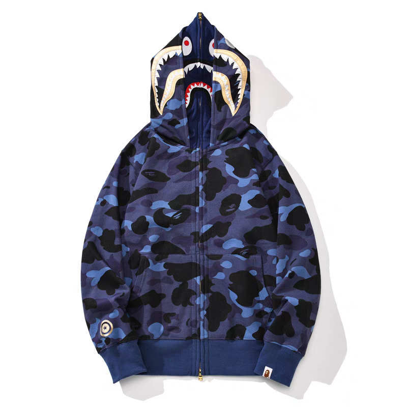 BAPE Shirt 6959 Gold Embroidery Dragon Year Double Hood (Blue, Red, Purple)