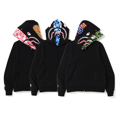 BAPE Shirt 9032 Black Blue / Black Green / Black Pink Double Hood 01